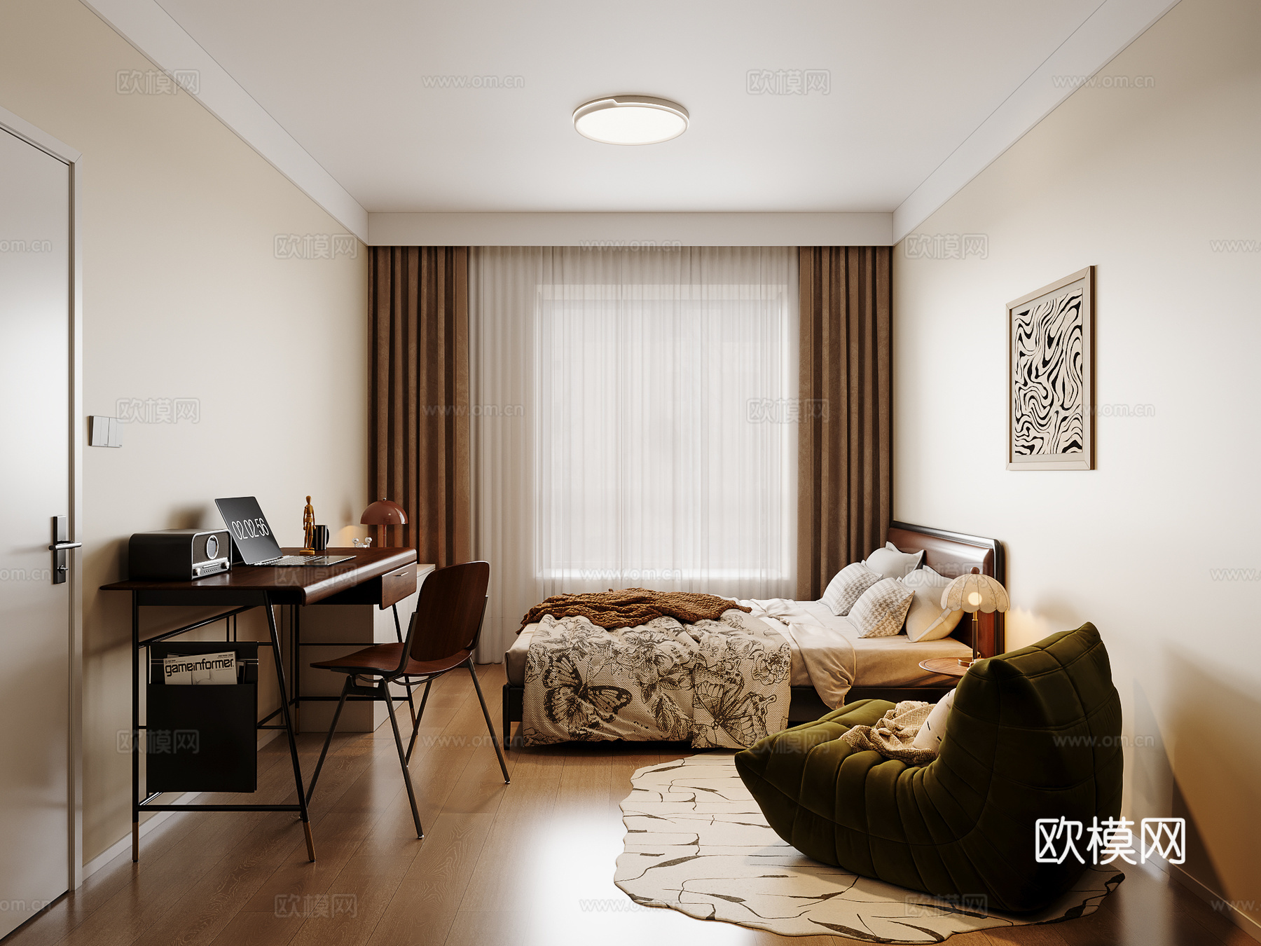 中古风卧室su模型