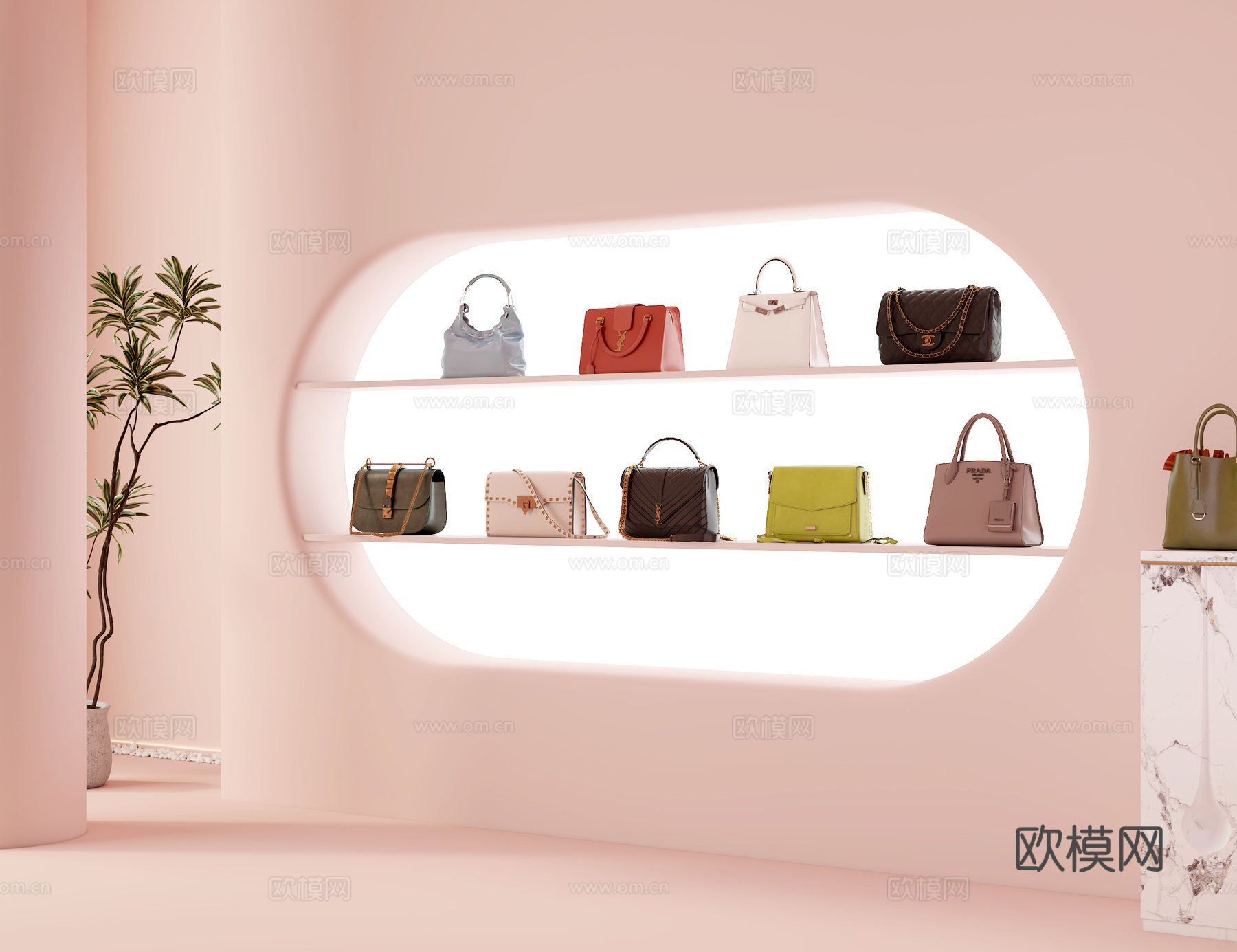 包包 鞋子 包柜su模型