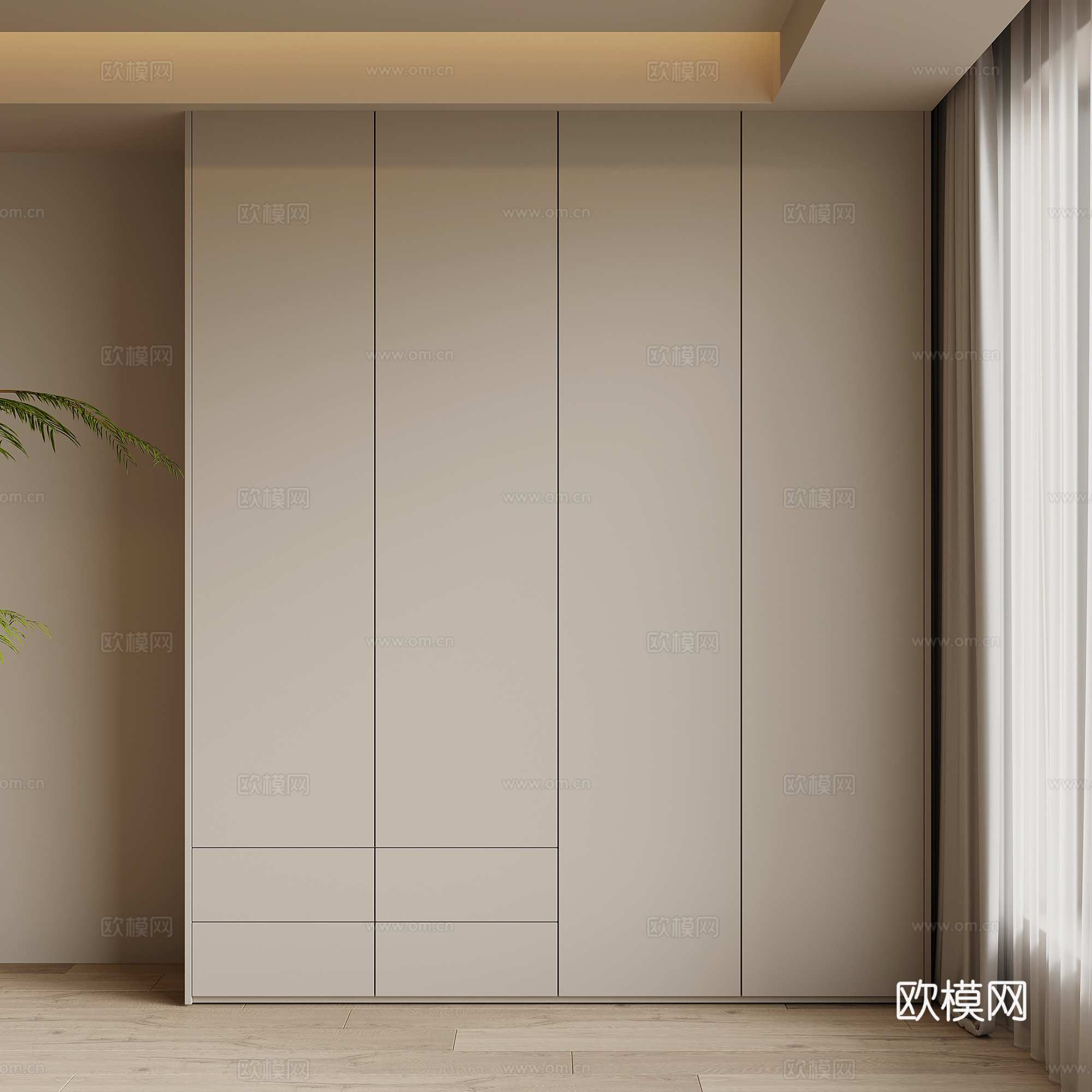 现代简约衣柜su模型