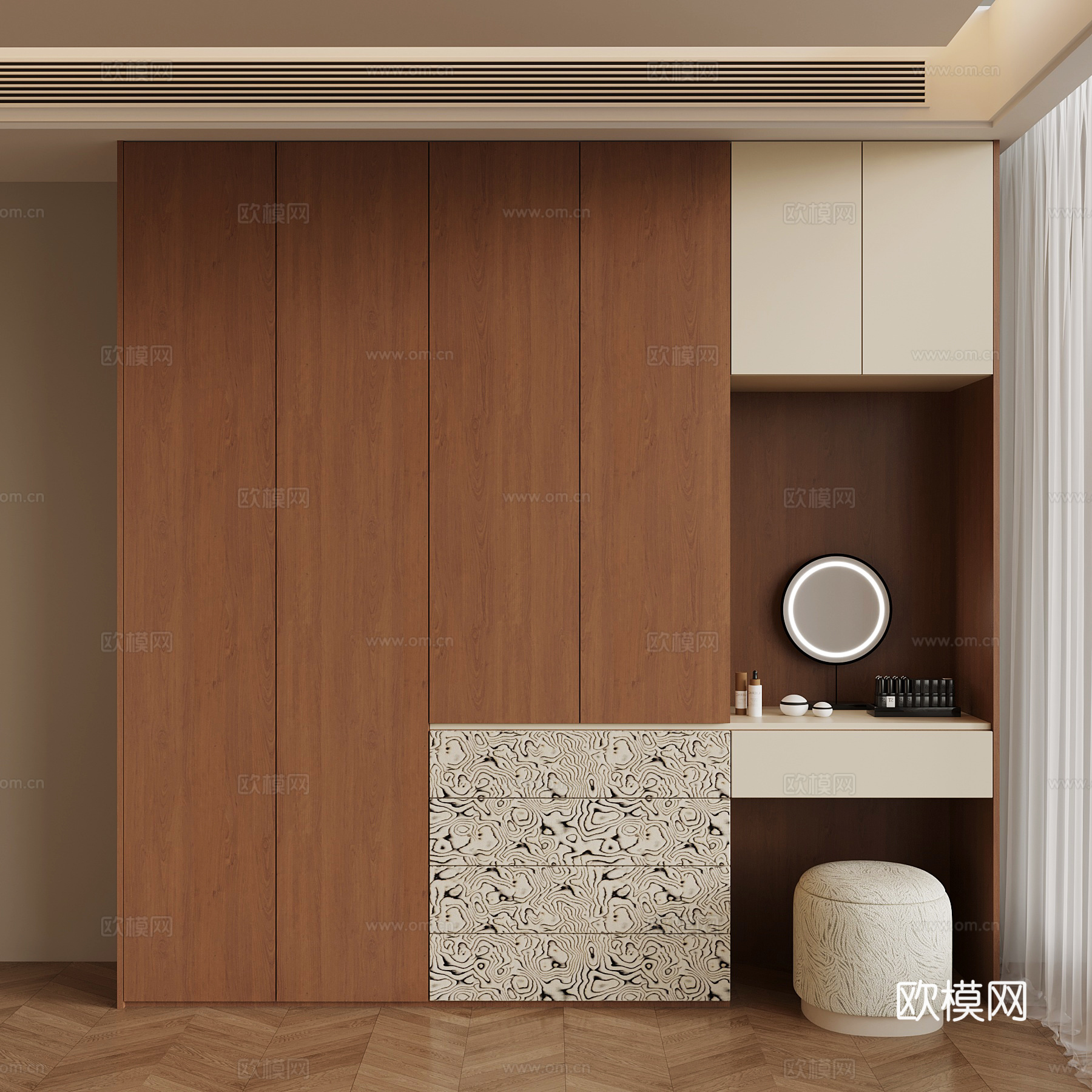 中古衣柜 梳妆台一体衣柜su模型su模型