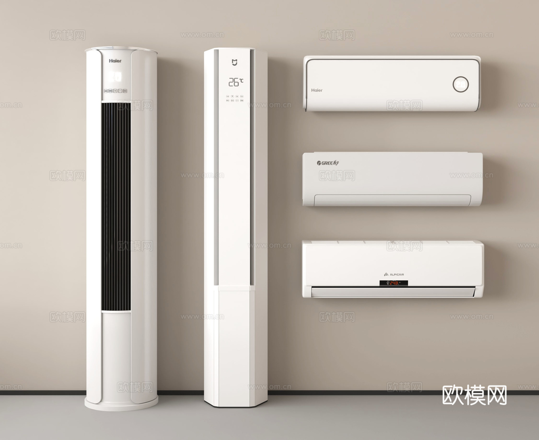 现代空调 壁挂式空调 立式空调su模型