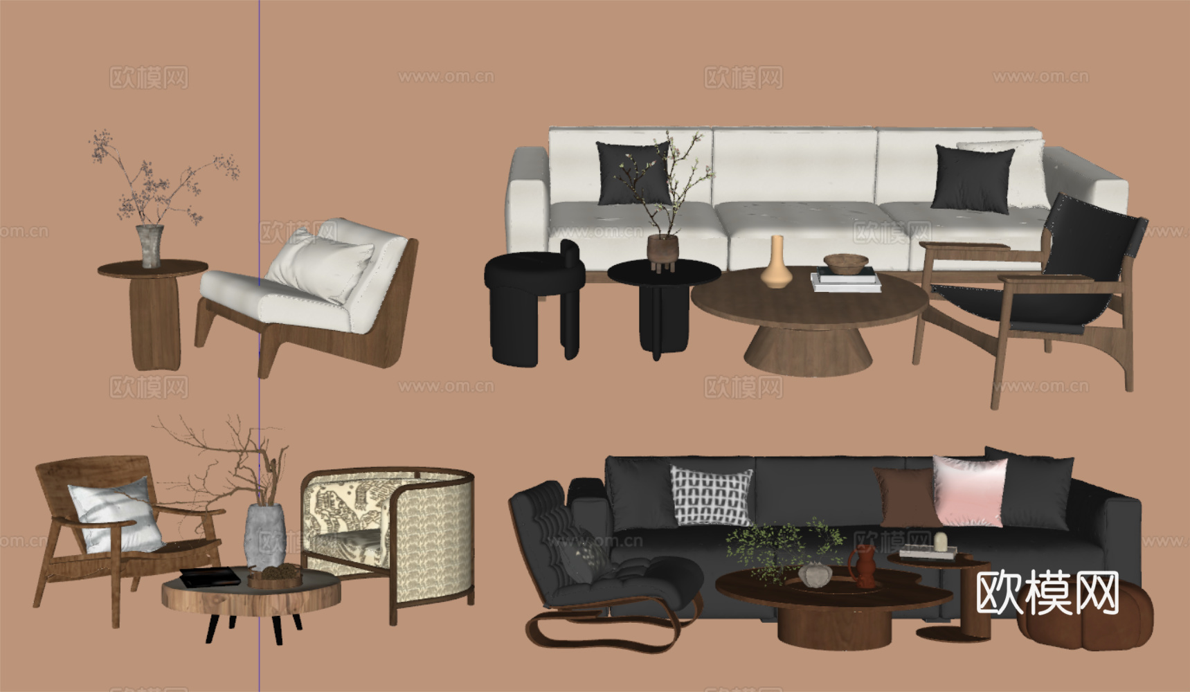 沙发茶几su模型