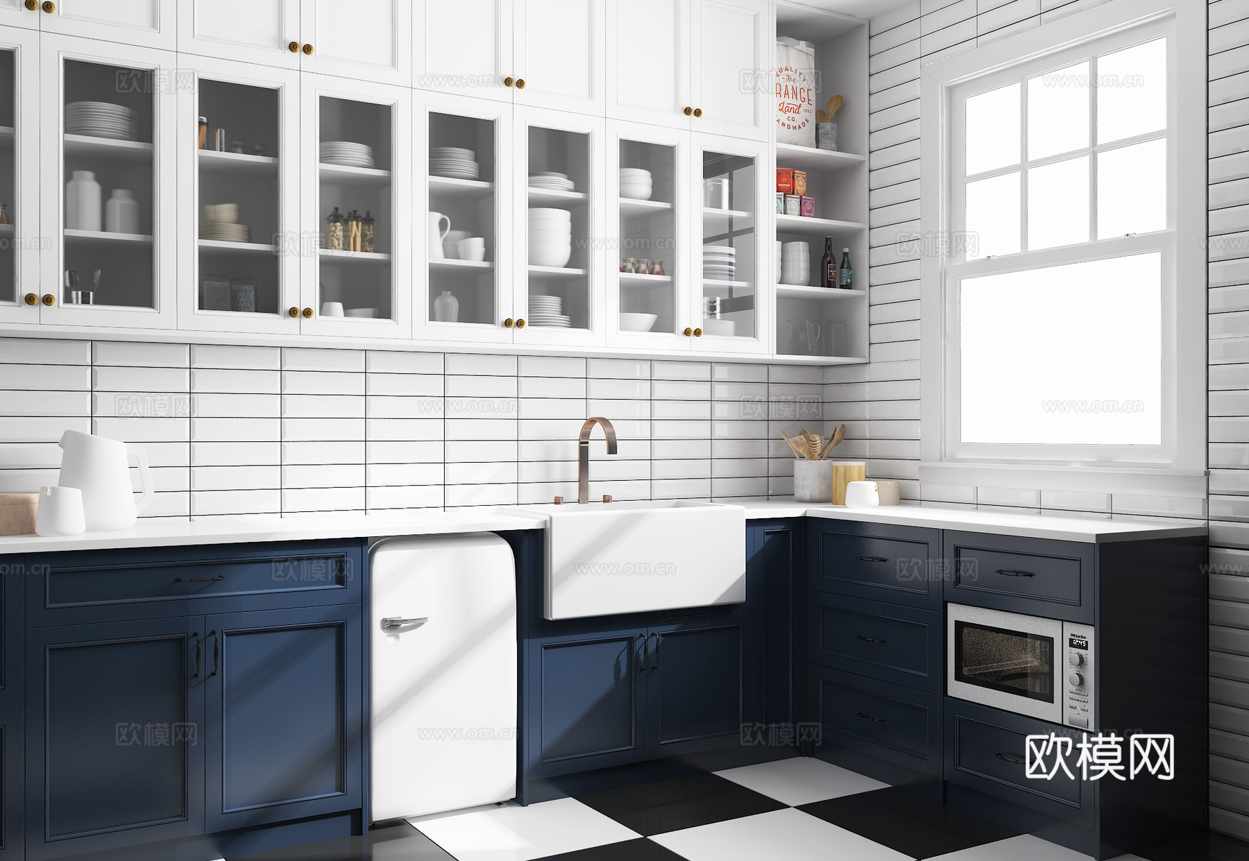 简欧欧式厨房厨房用品陈设3d模型下载（渲染图2）
