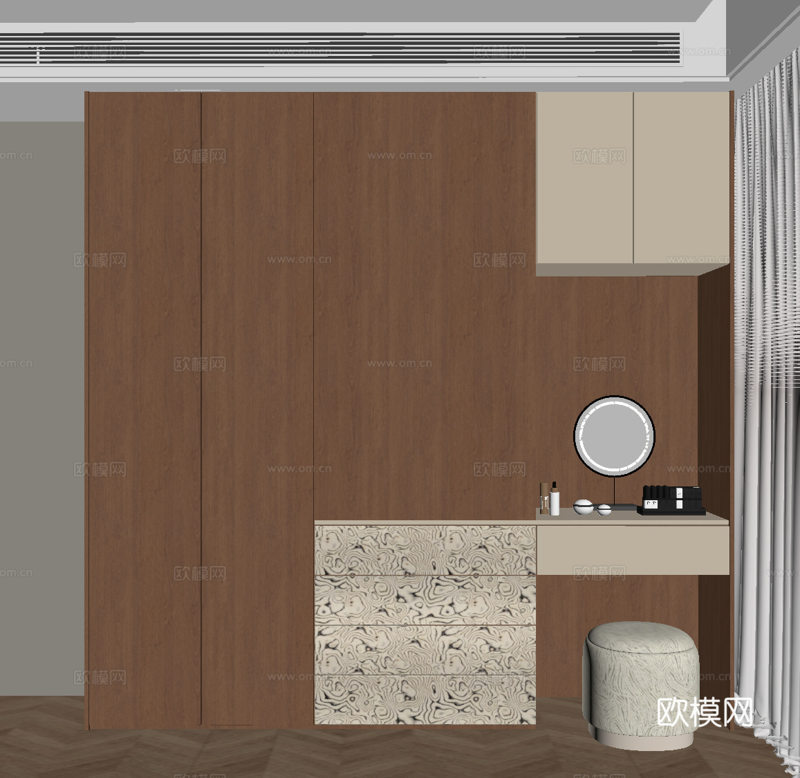 中古衣柜 梳妆台一体衣柜su模型su模型