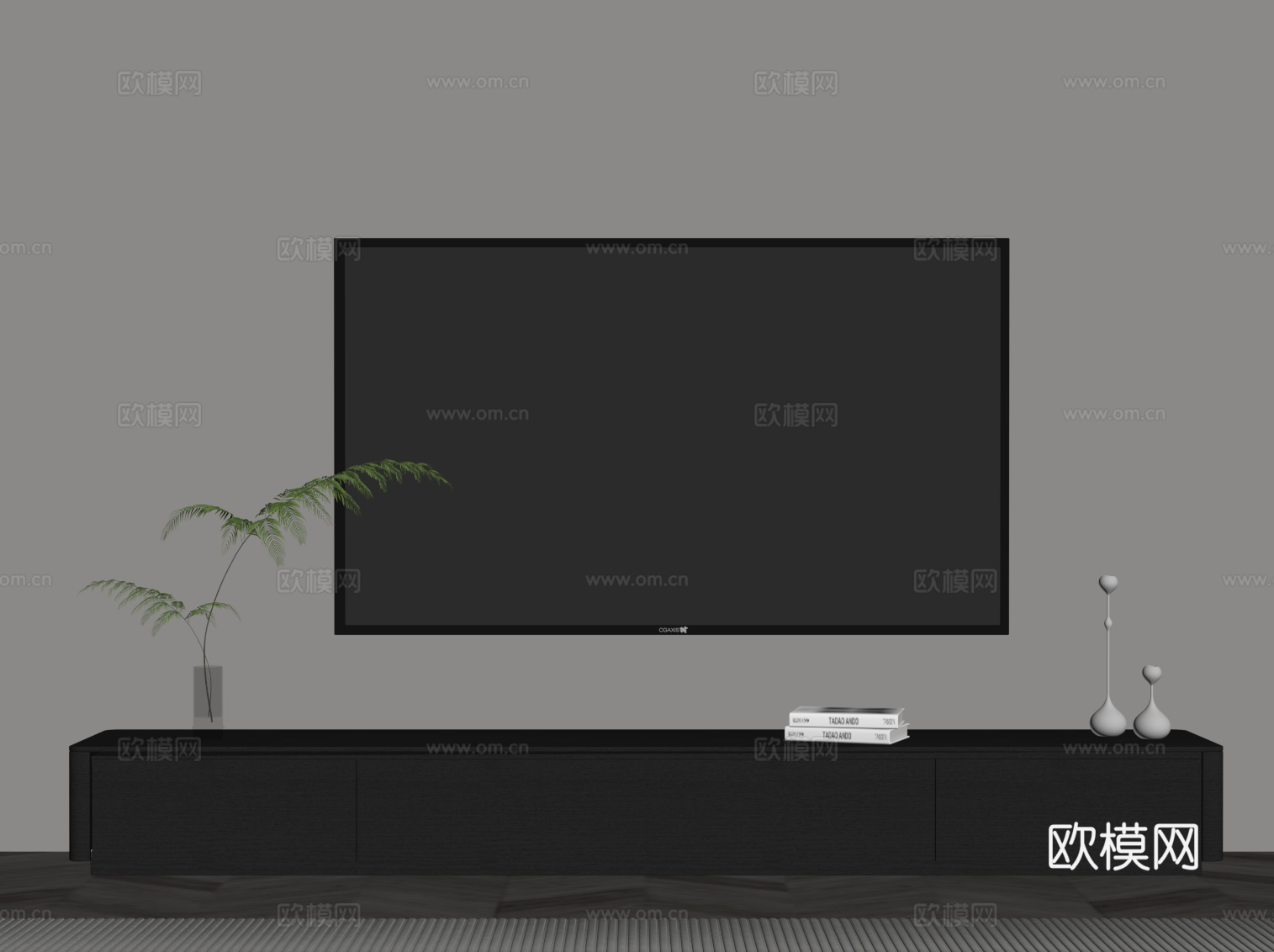 现代意式电视柜 包豪斯电视柜 简易电视柜su模型