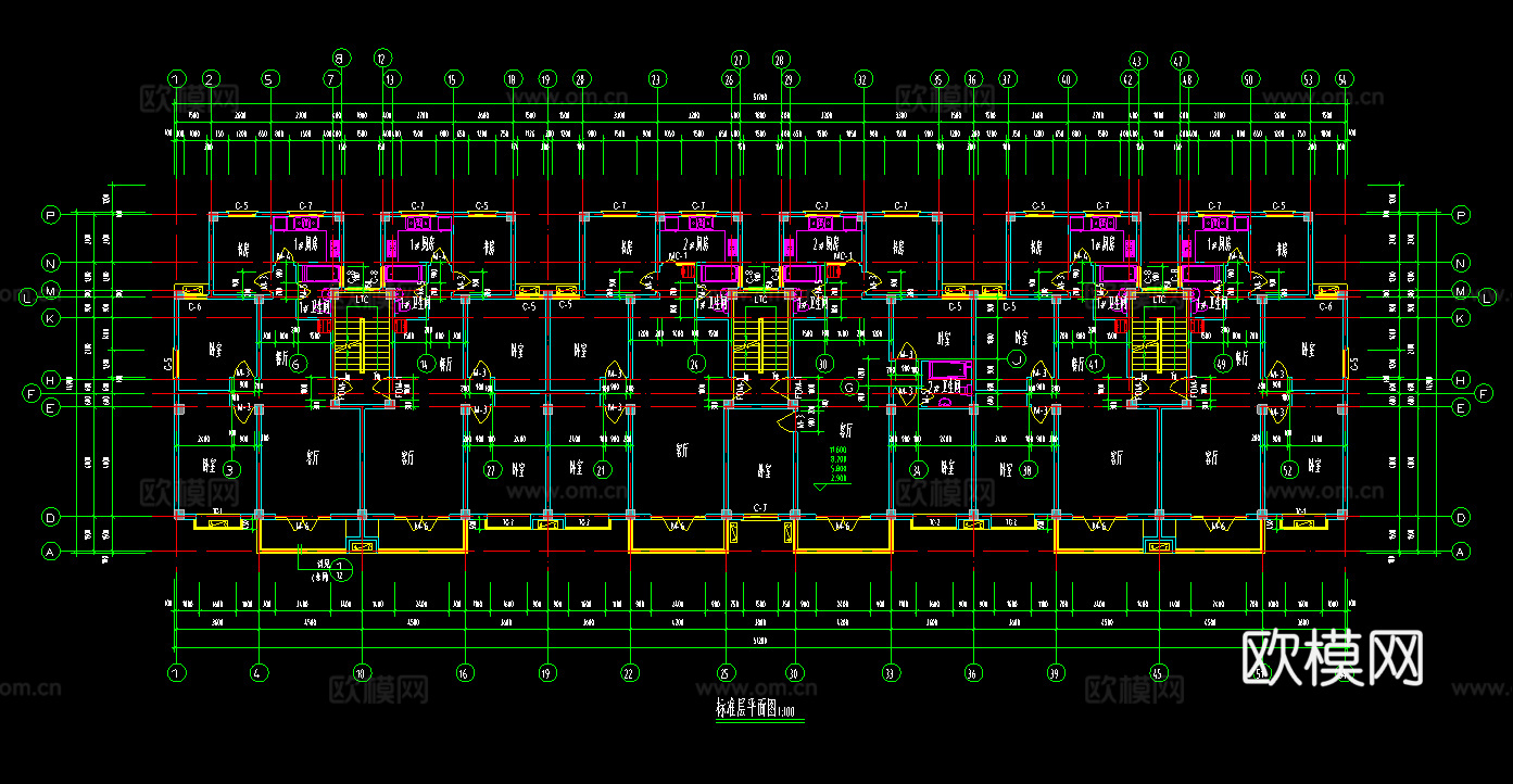 六层建筑施工图cad施工图