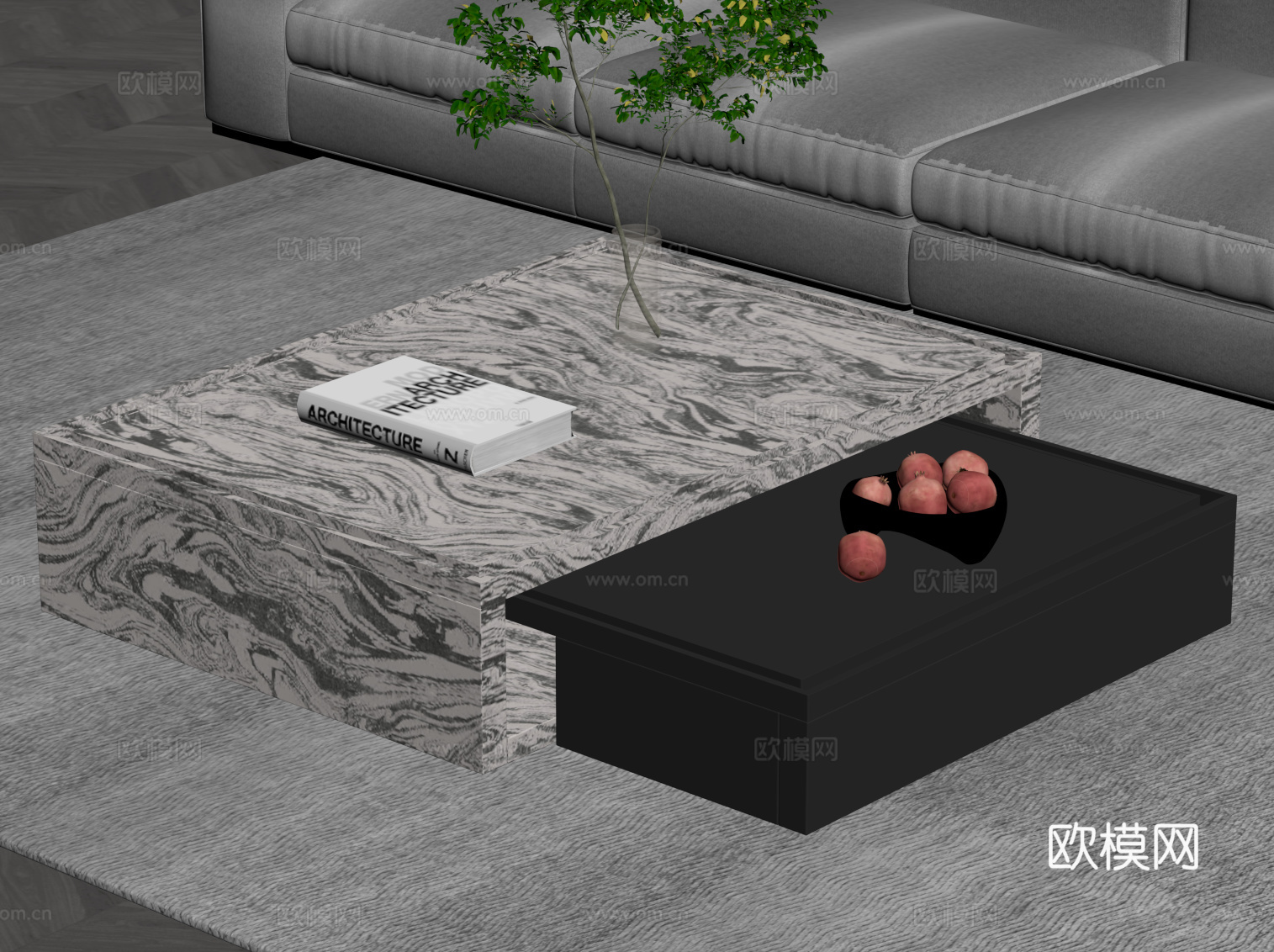 现代意式茶几su模型