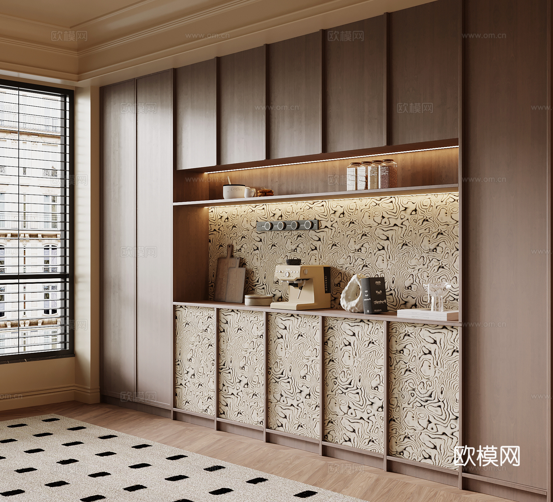 中古风餐边柜 橱柜su模型