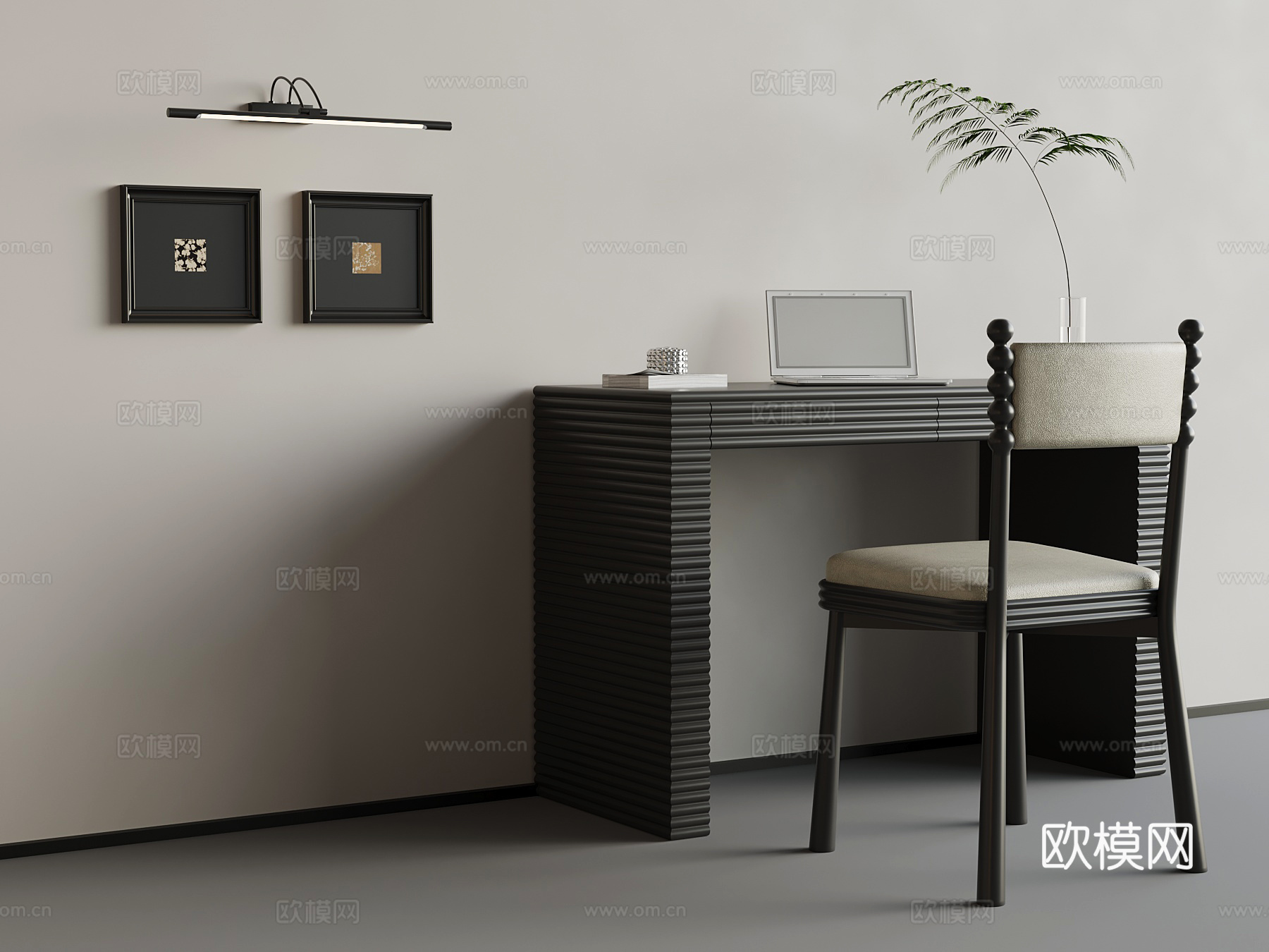 现代书桌椅 极简书桌椅su模型