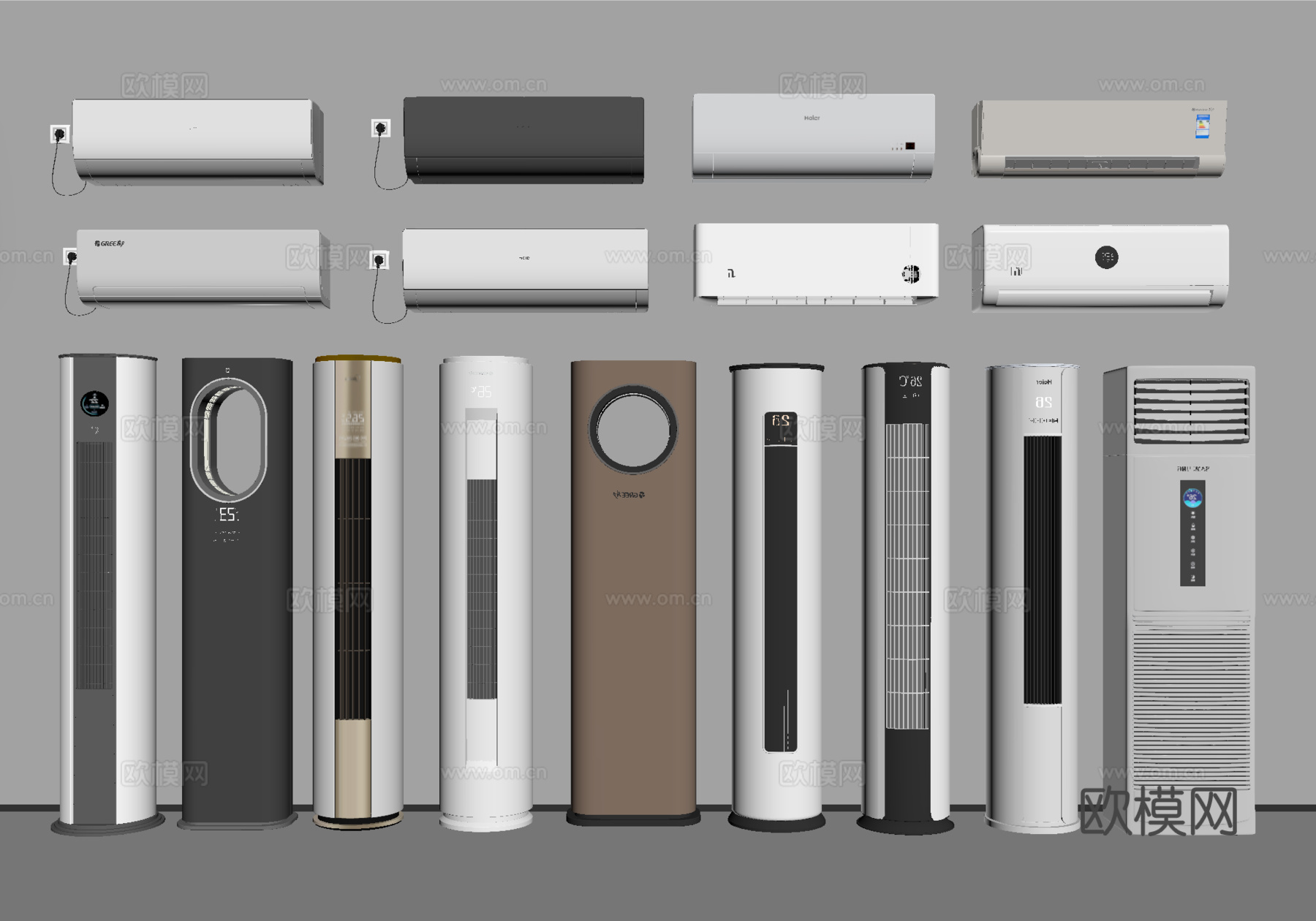 现代空调 壁挂式空调 立式空调su模型
