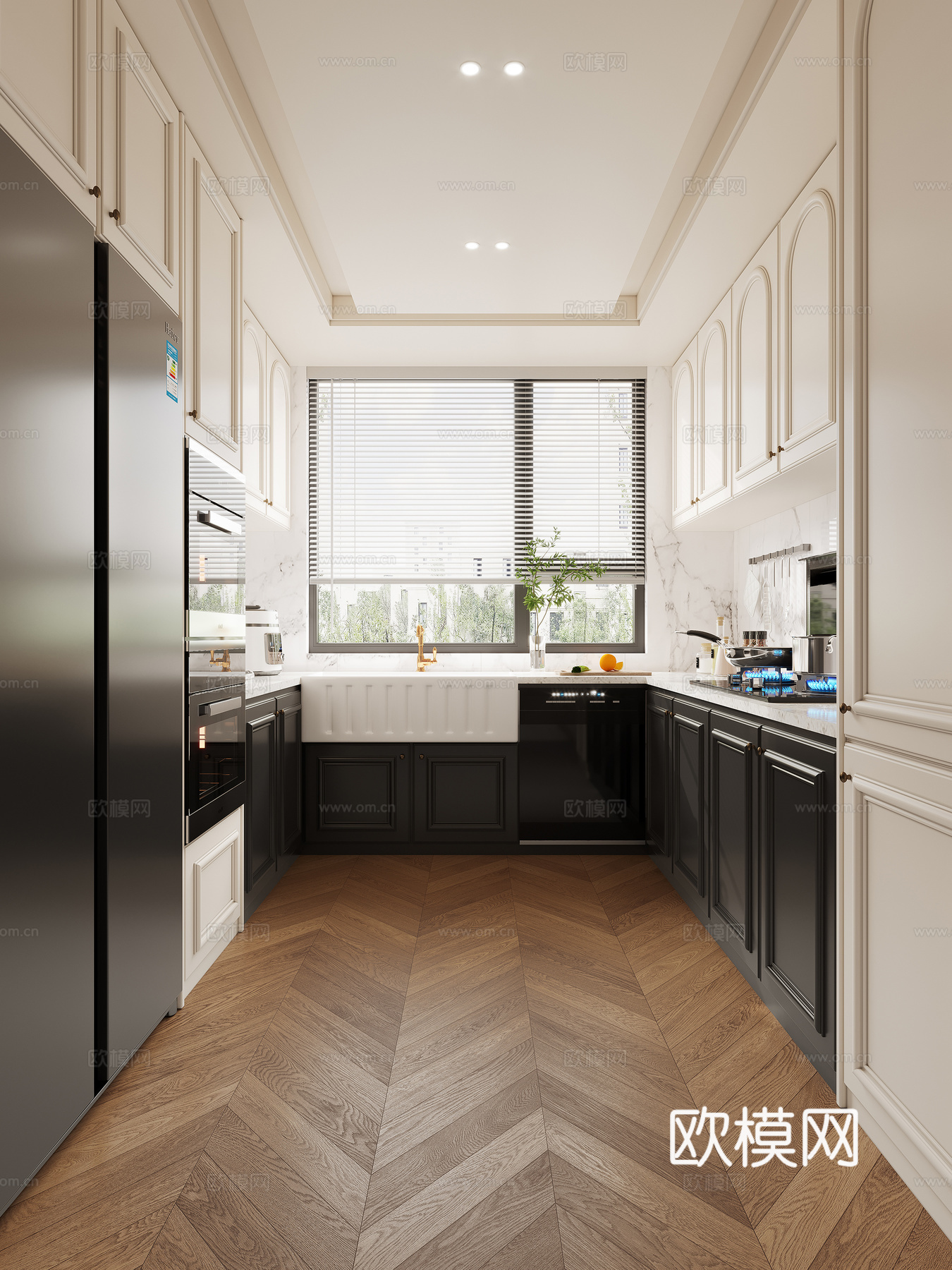 法式厨房 中古厨房su模型