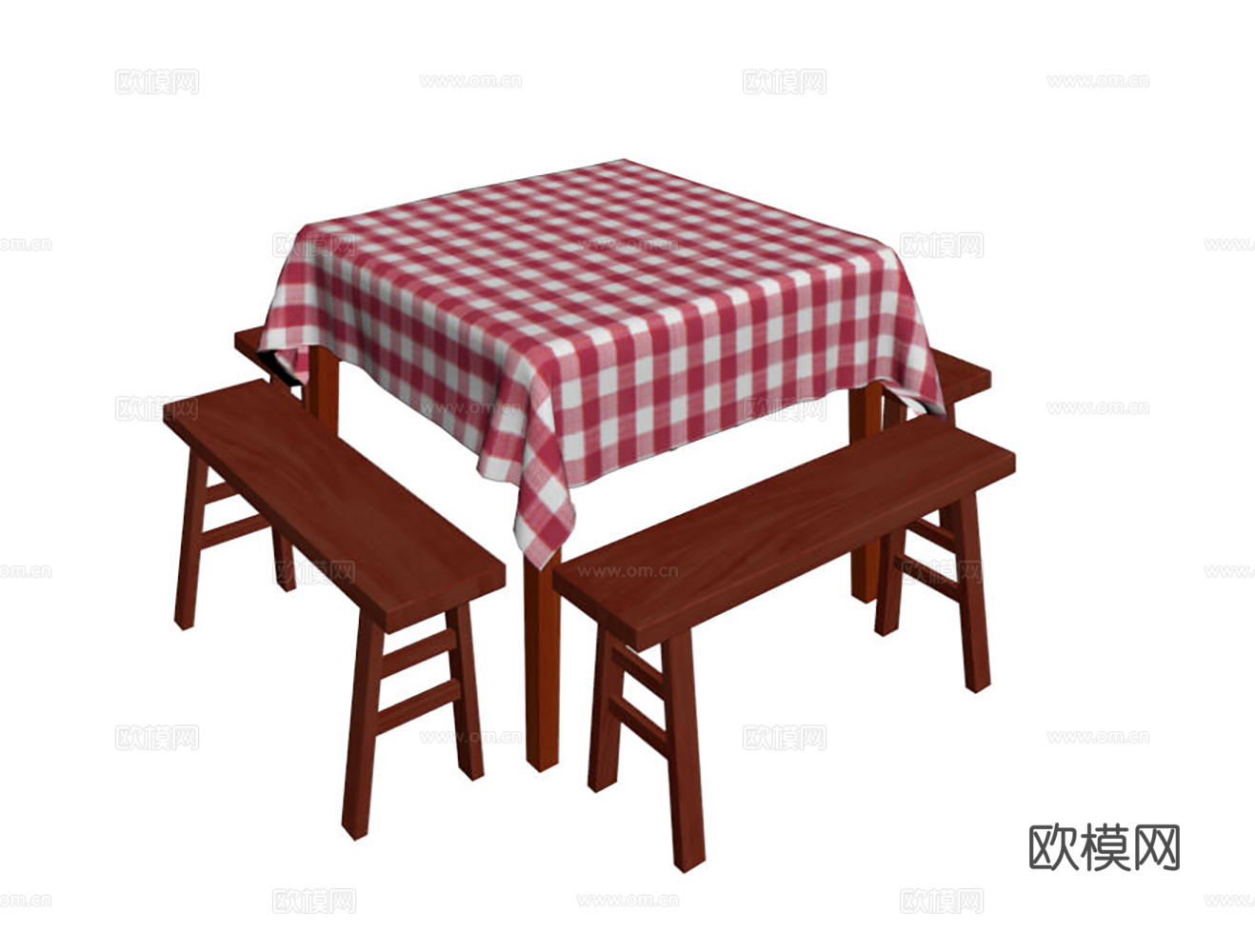 四方桌 格子桌 长条凳  方格桌 四方餐桌 八仙桌su模型su模型