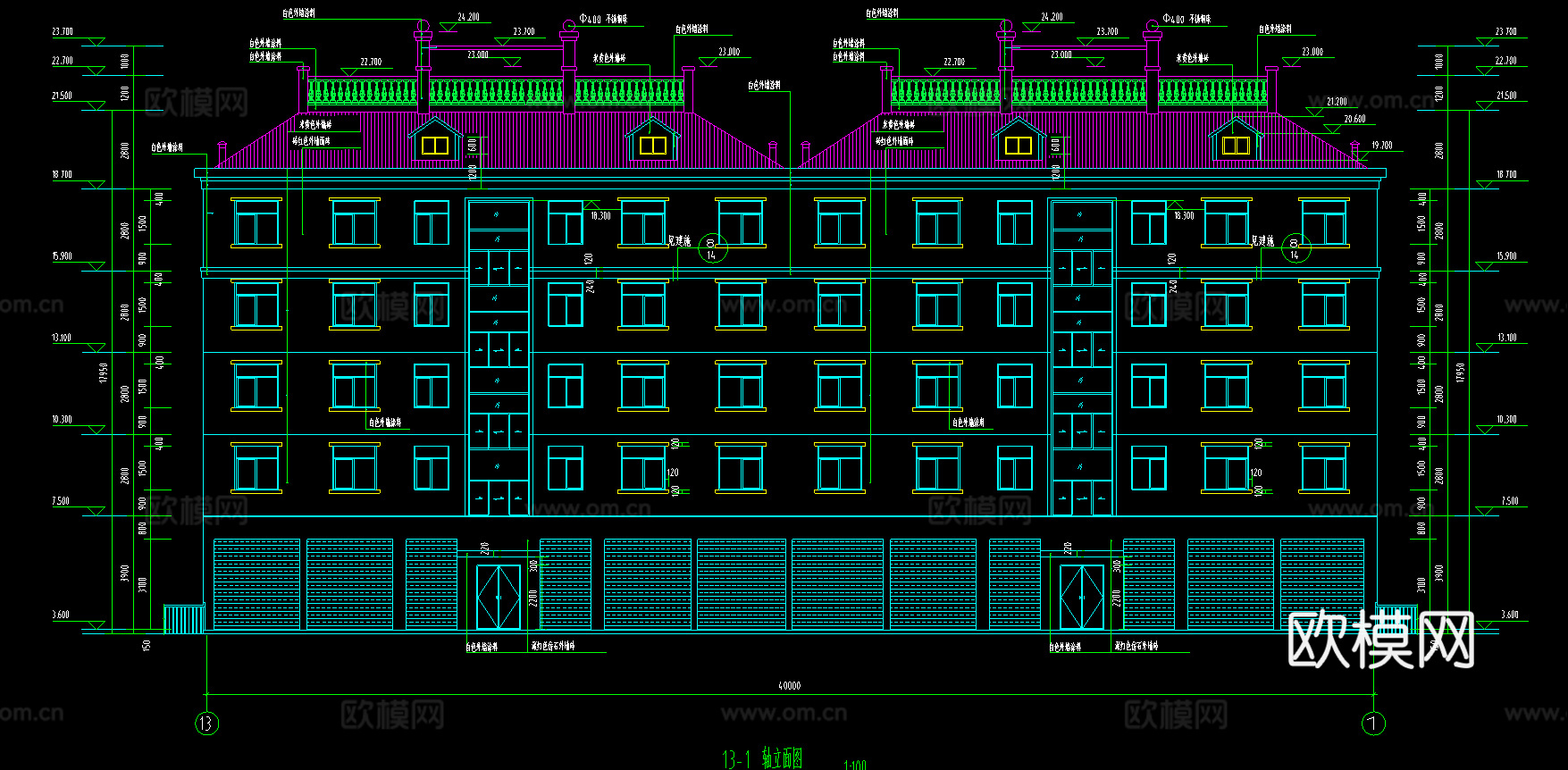 六层建筑施工图cad施工图
