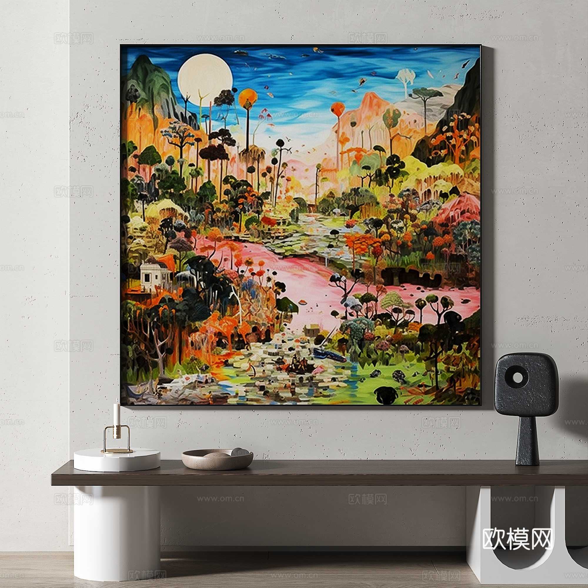 现代，复古，抽象，油彩，风景，装饰画免费3d模型