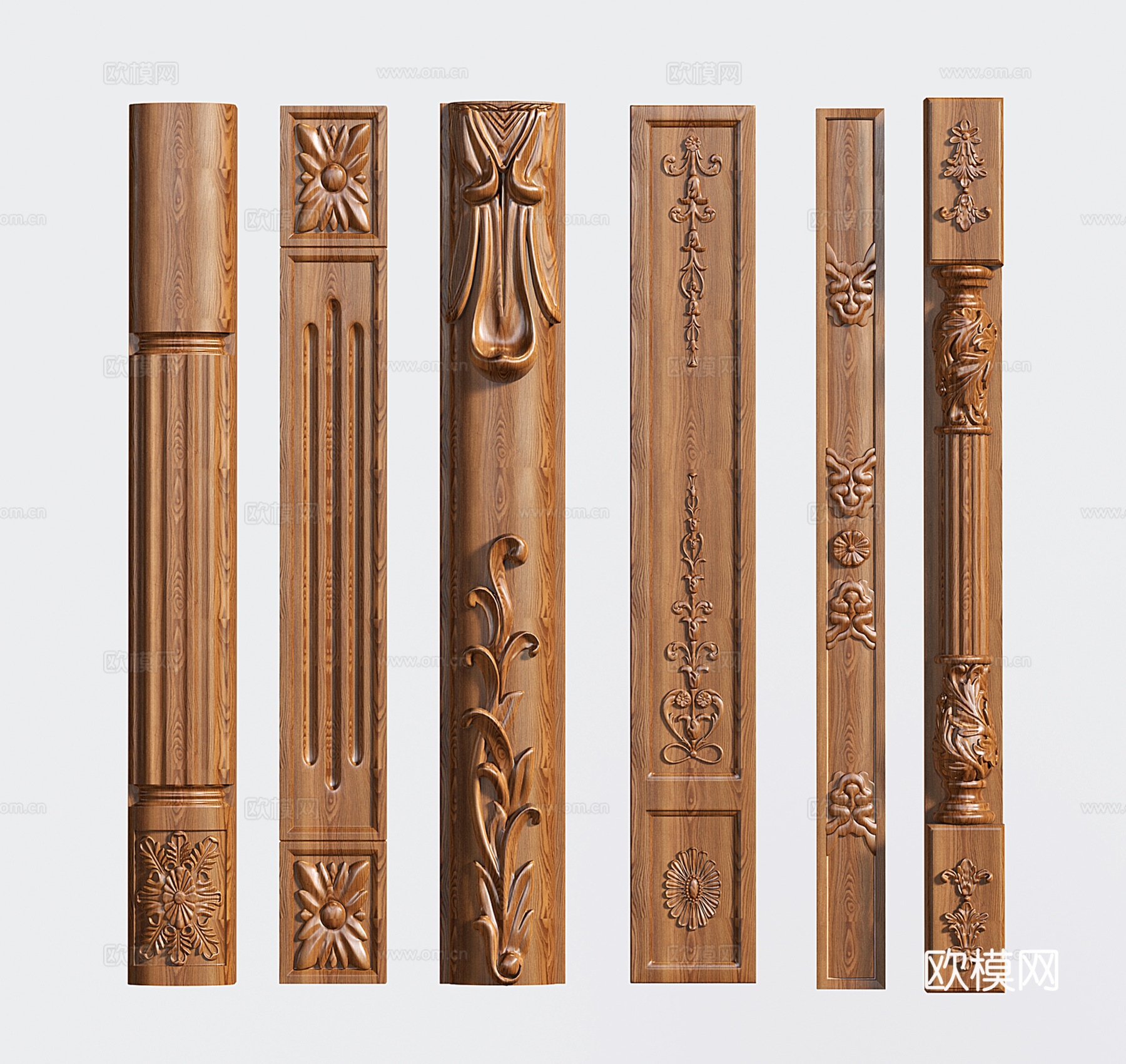 法式实木衣柜罗马柱 酒柜装饰线条 橱柜封边条 压边条 装饰柱su模型