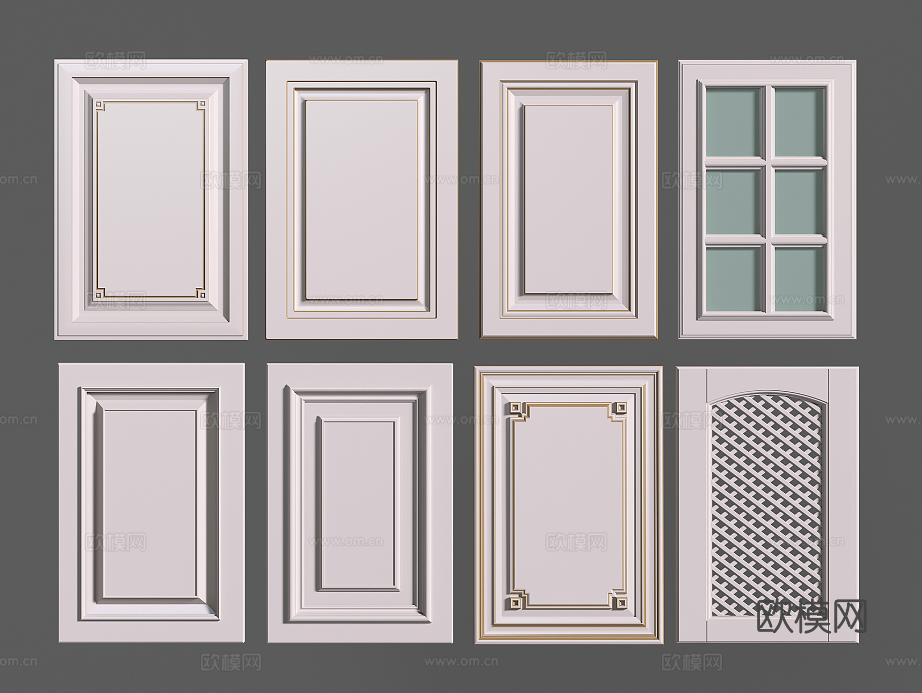 法式造型衣柜门 美式柜门 门板 家具门 玻璃柜门su模型