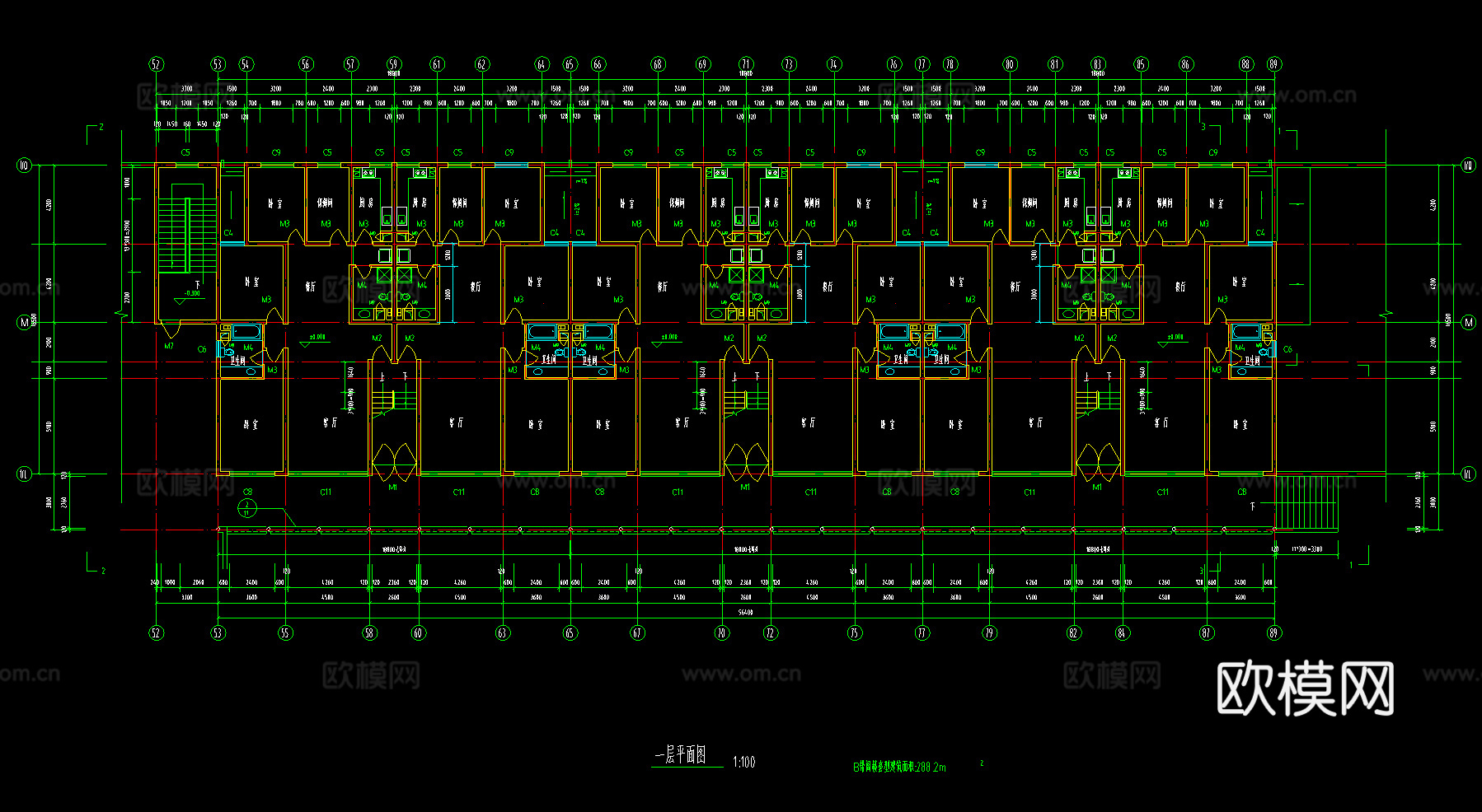 七层建筑施工图cad施工图