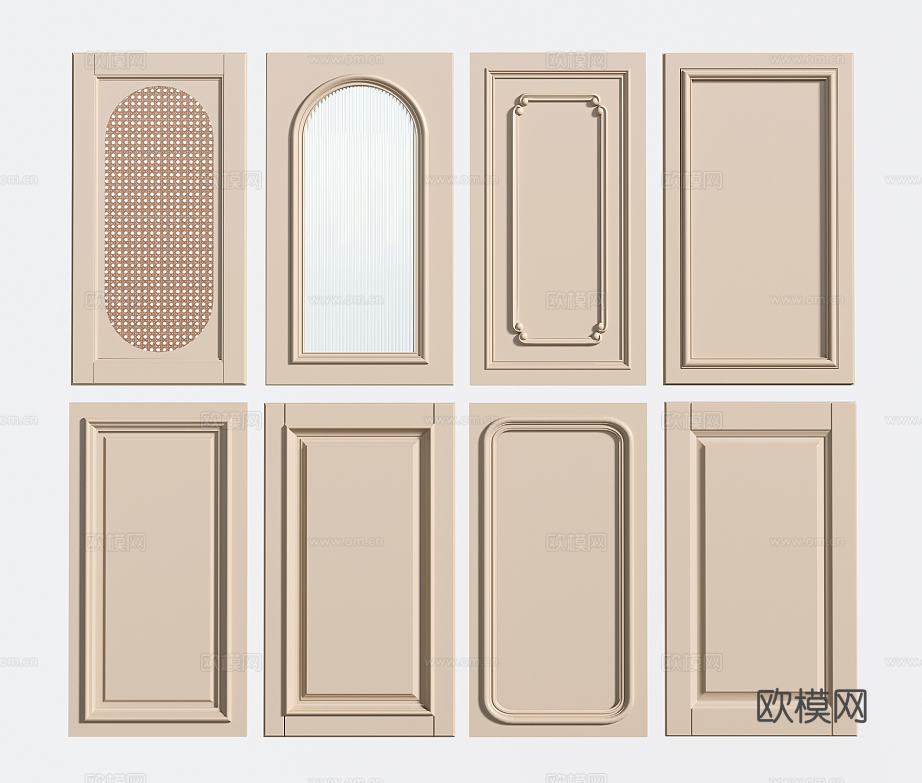 法式衣柜门 门板 家具门 藤编门 玻璃柜门su模型