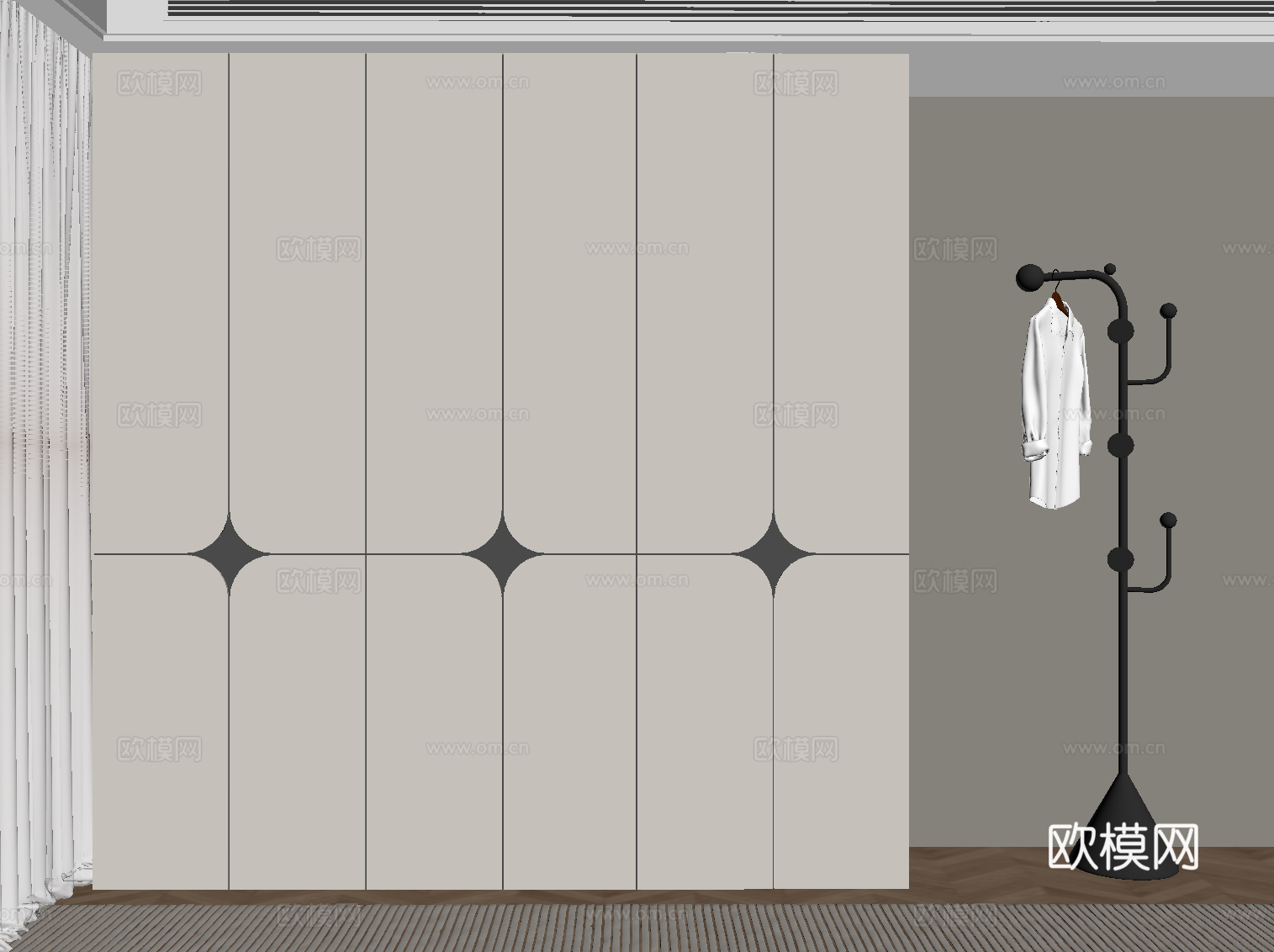 现代极简衣柜su模型