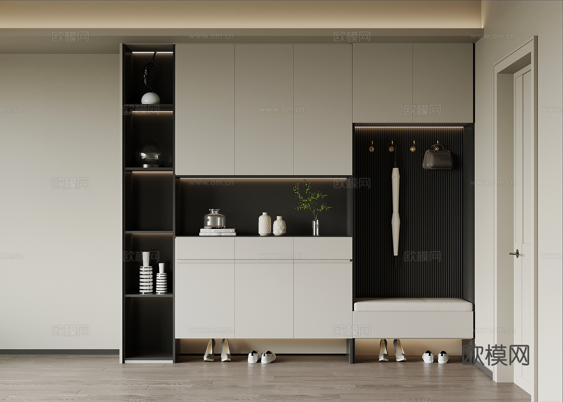 现代极简鞋柜 入户玄关柜su模型
