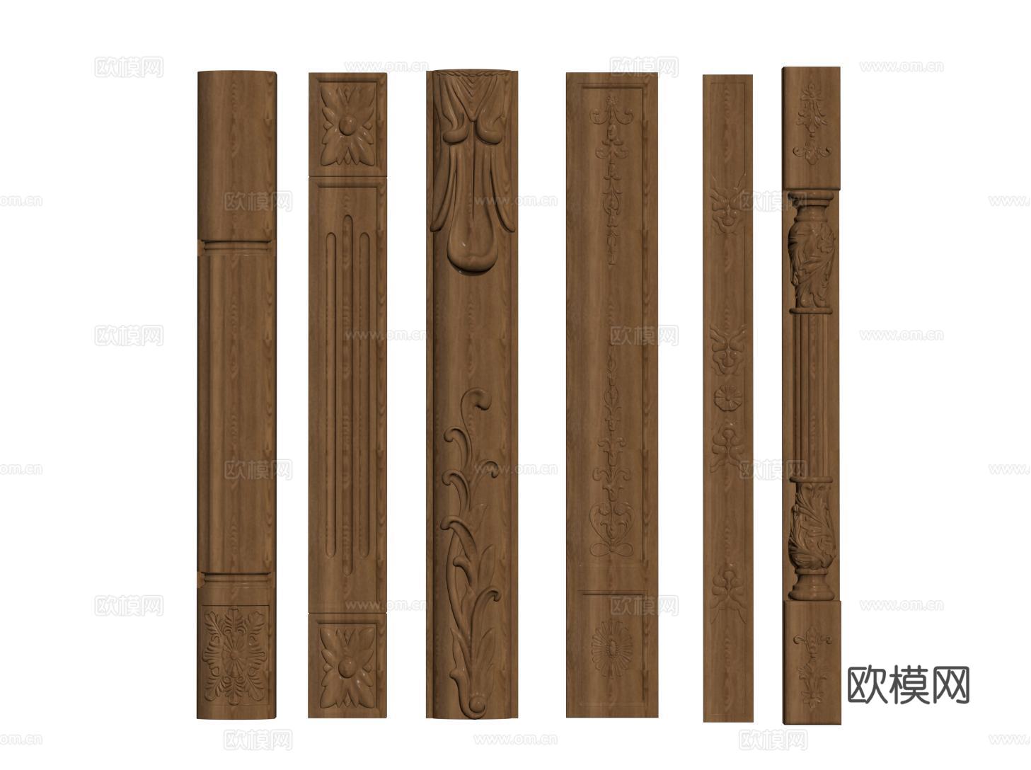 法式实木衣柜罗马柱 酒柜装饰线条 橱柜封边条 压边条 装饰柱su模型