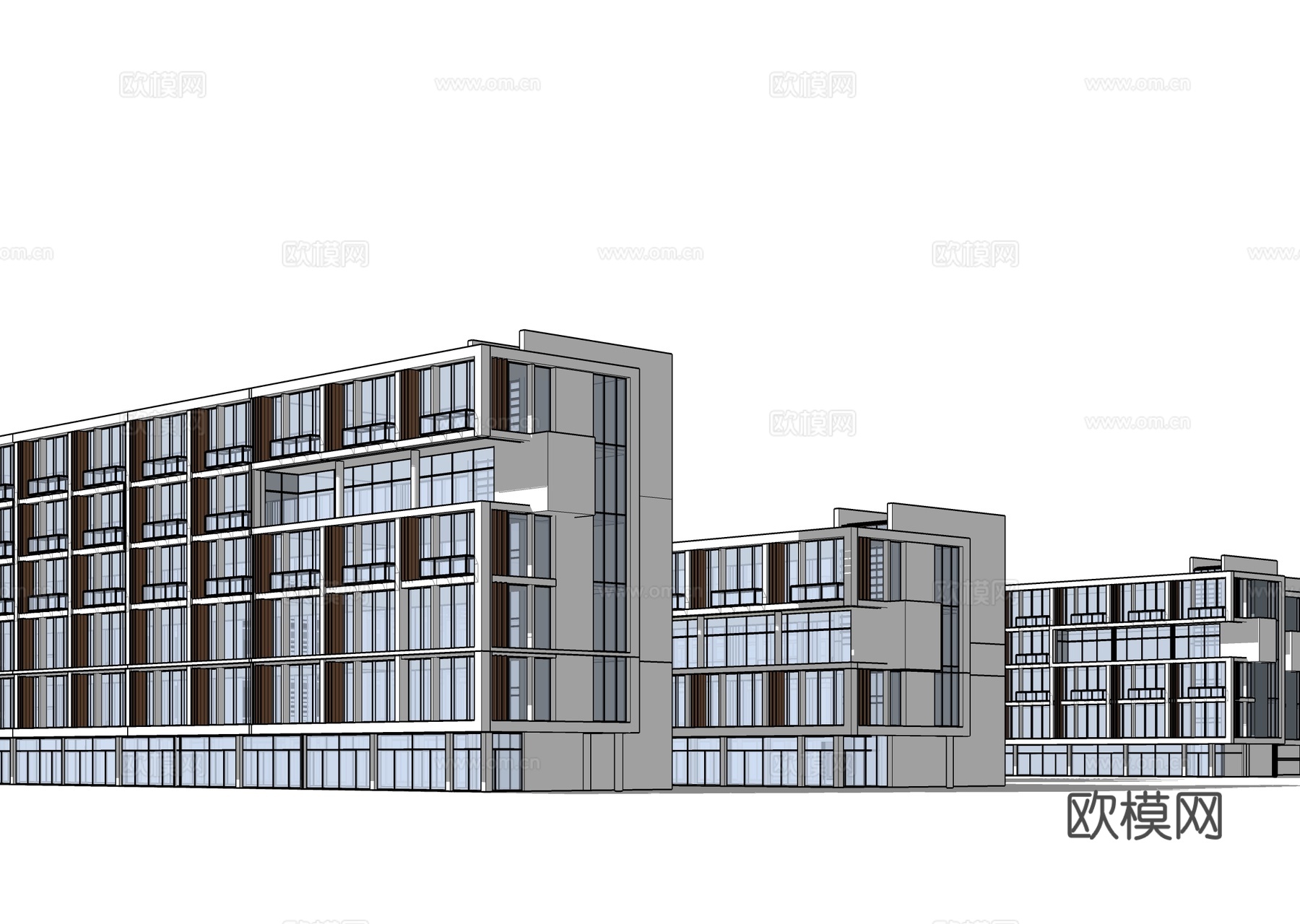 现代学校教学楼su模型