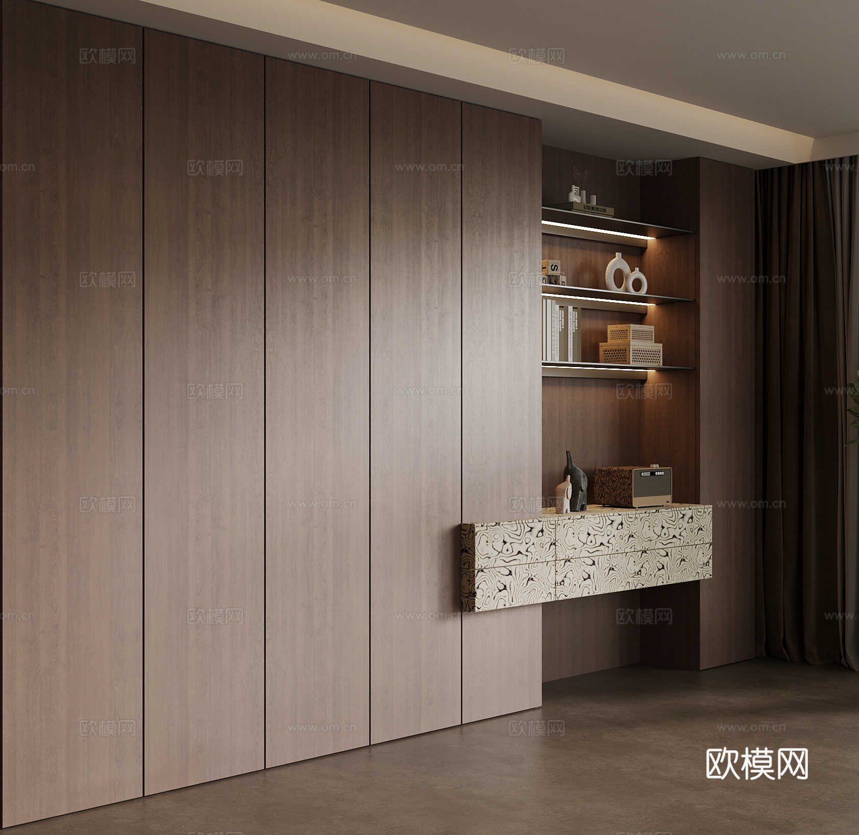 中古风书柜 置物架su模型