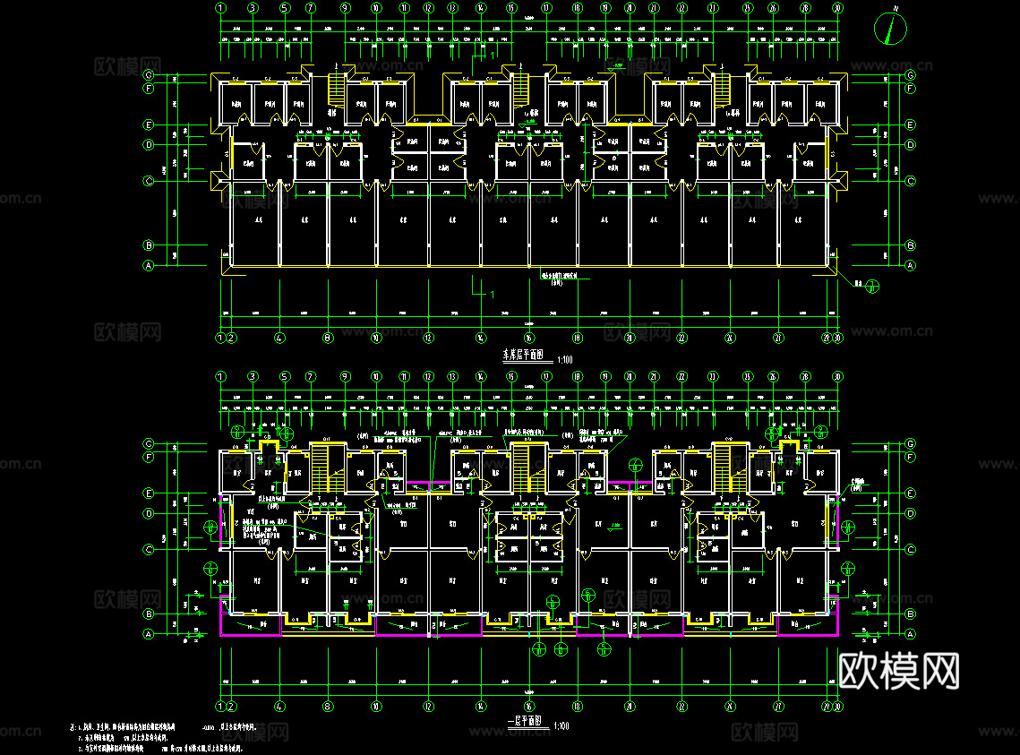 七层建筑施工图cad施工图