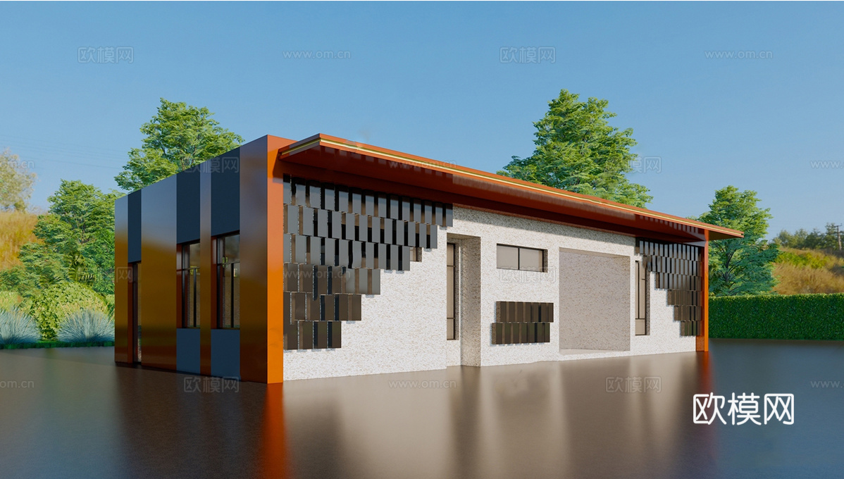 现代户外公厕 厕所 休息驿站su模型