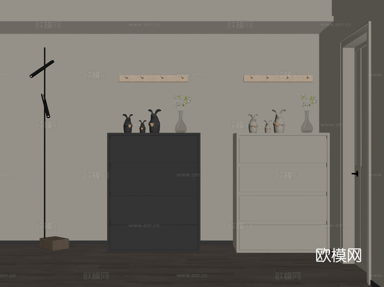 现代极简鞋柜 入户玄关柜su模型