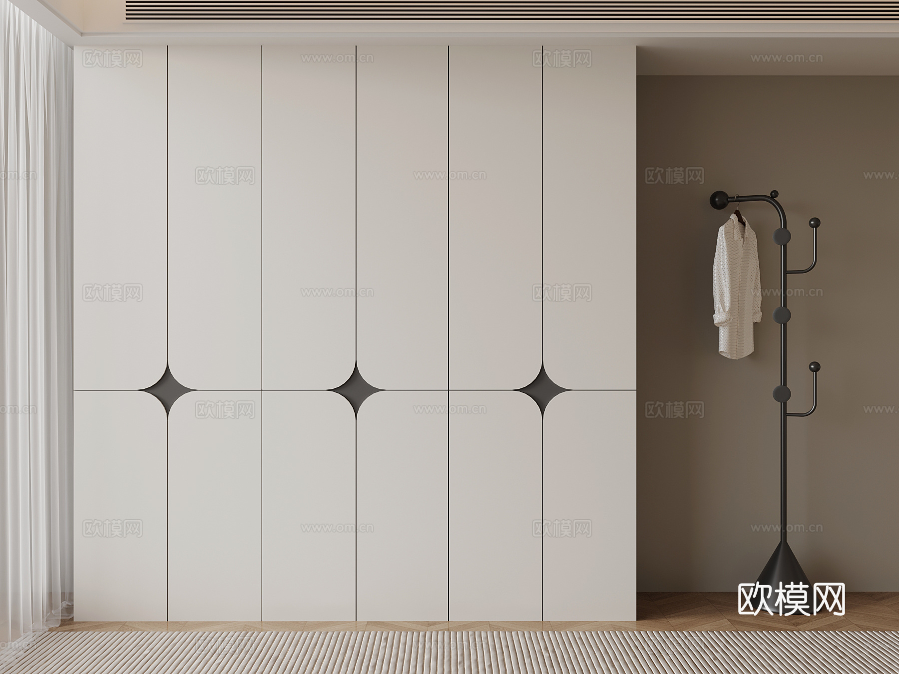 现代极简衣柜3d模型下载