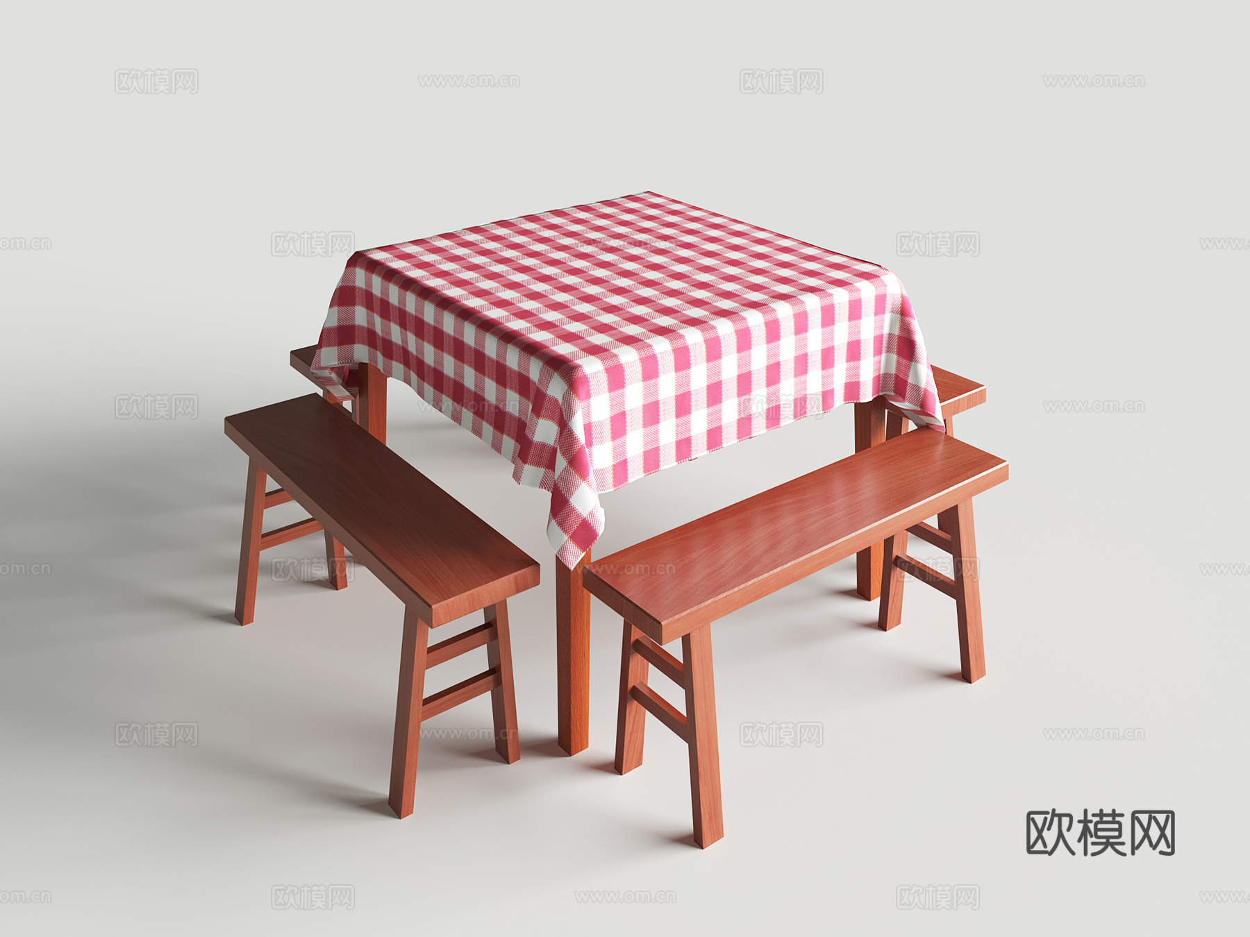 四方桌 格子桌 长条凳  方格桌 四方餐桌 八仙桌su模型su模型