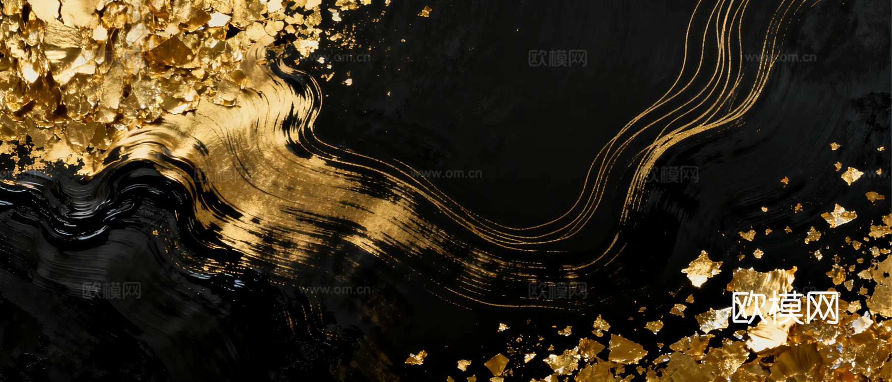 现代轻奢 黑金色鎏金纹理壁纸墙纸 黑底金抽象纹理壁纸
