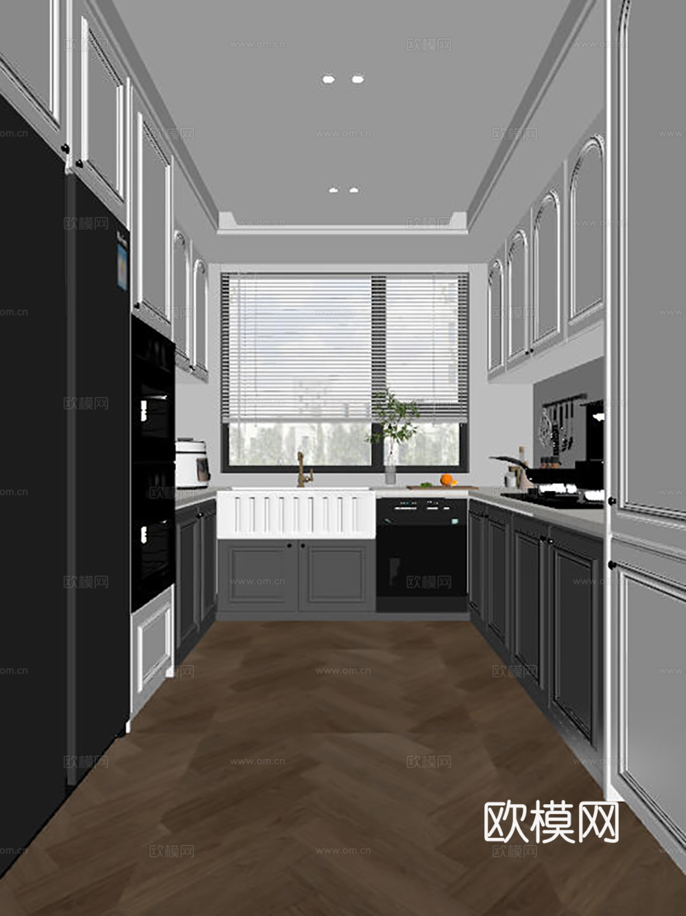 法式厨房 中古厨房su模型