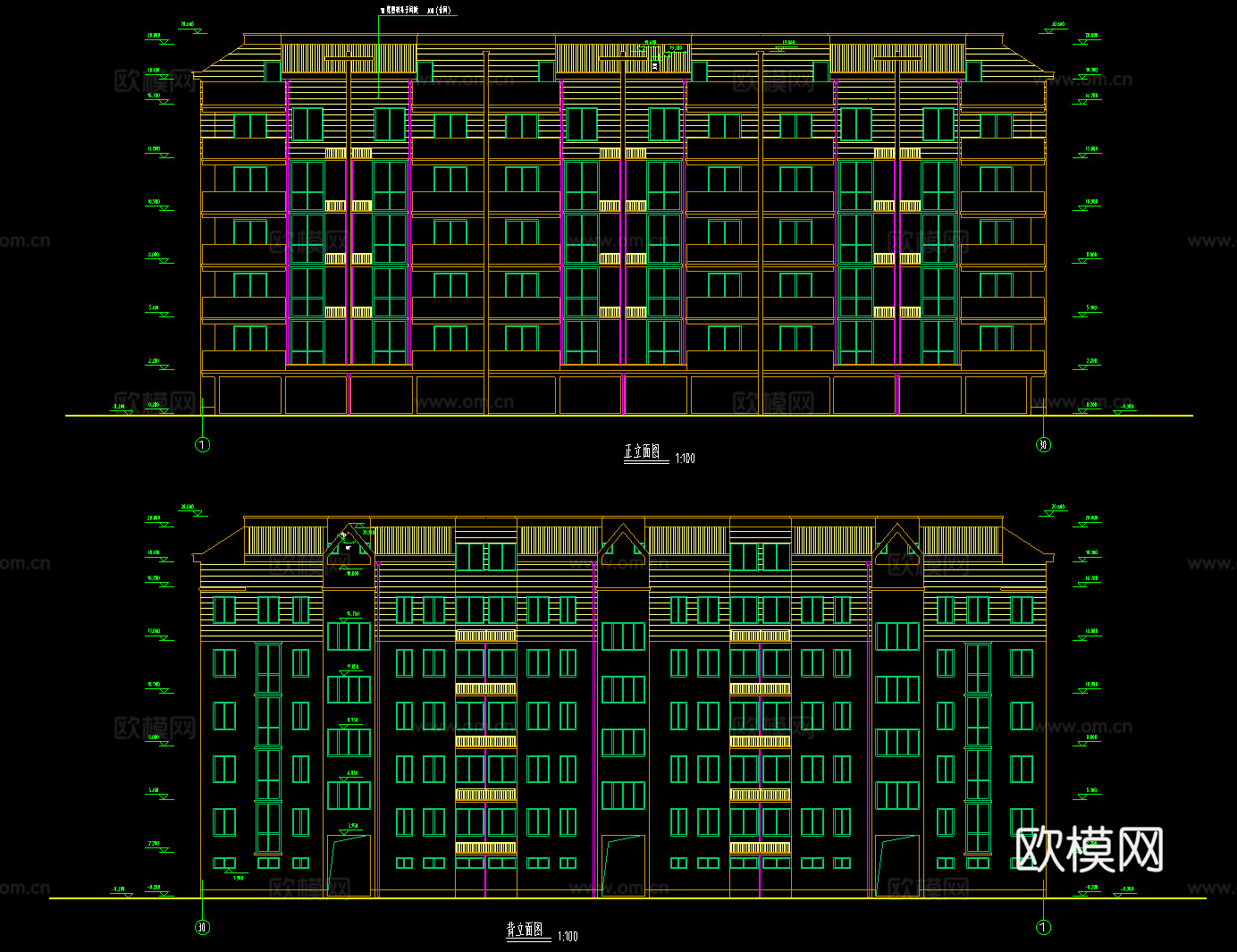 七层建筑施工图cad施工图