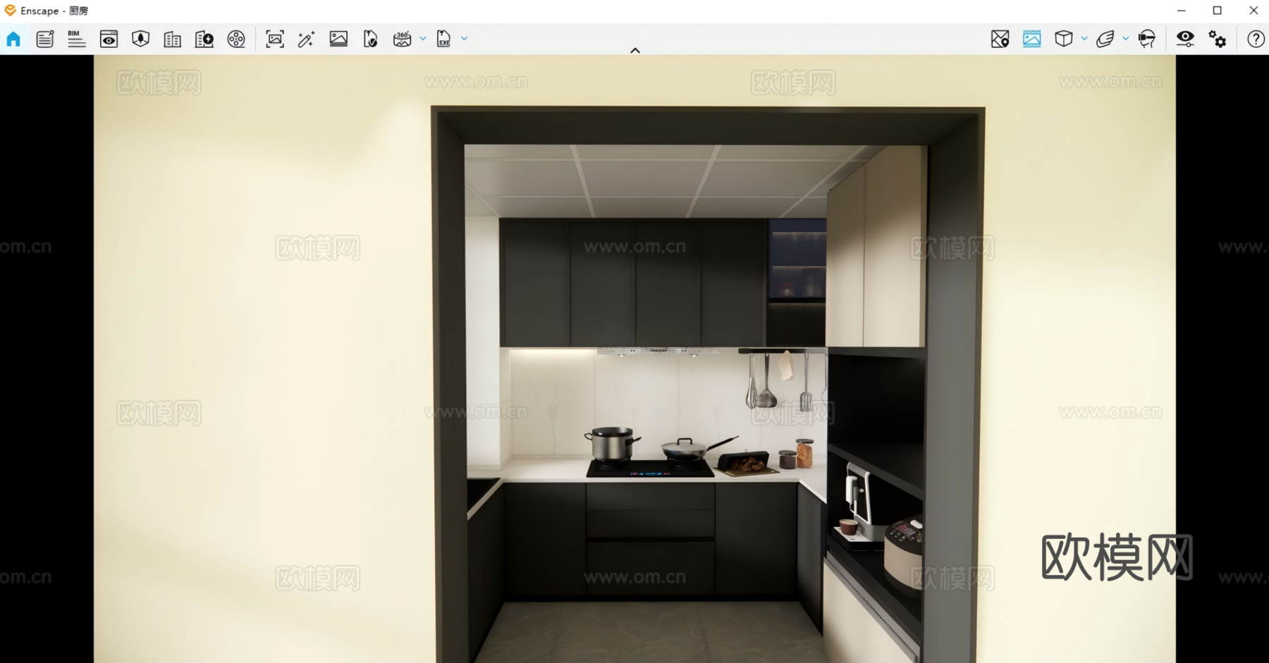 开放式厨房su模型
