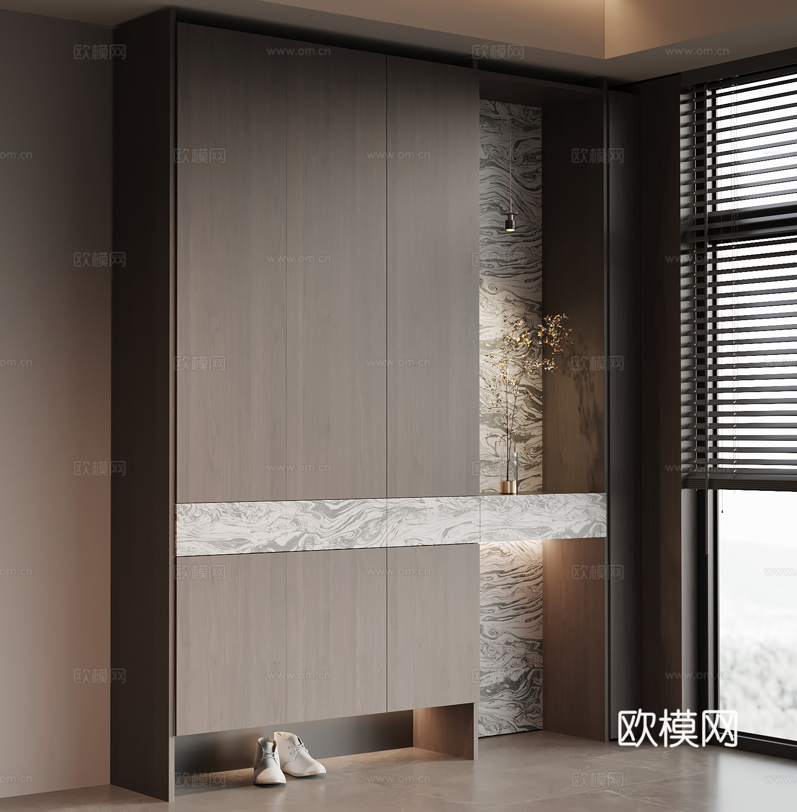 意式玄关柜 入户鞋柜su模型