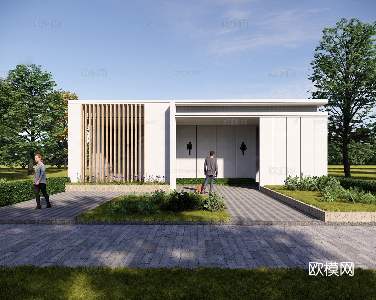 现代公厕 公共卫生间建筑su模型