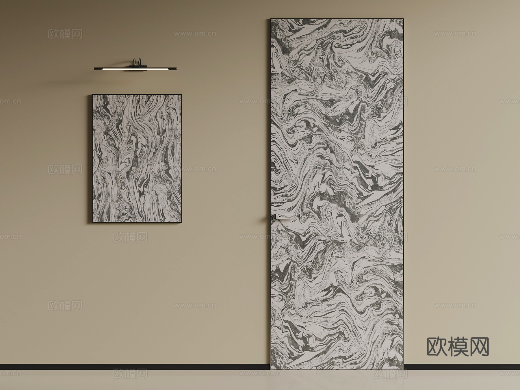 现代极简单开门su模型