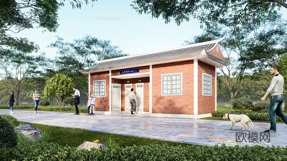 现代公厕 公共卫生间建筑su模型