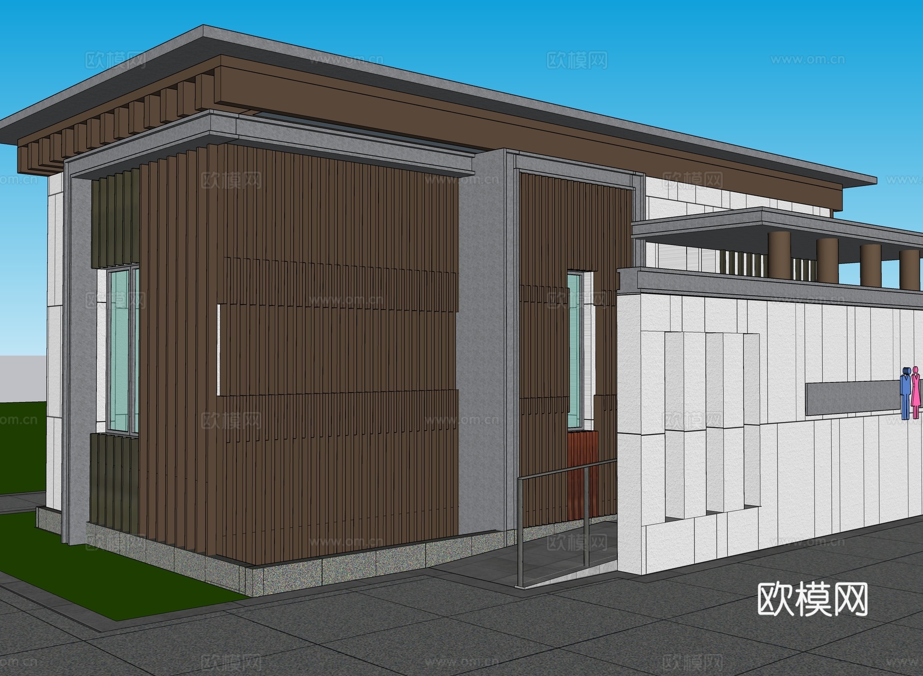 现代公厕 公共卫生间建筑  户外厕所su模型