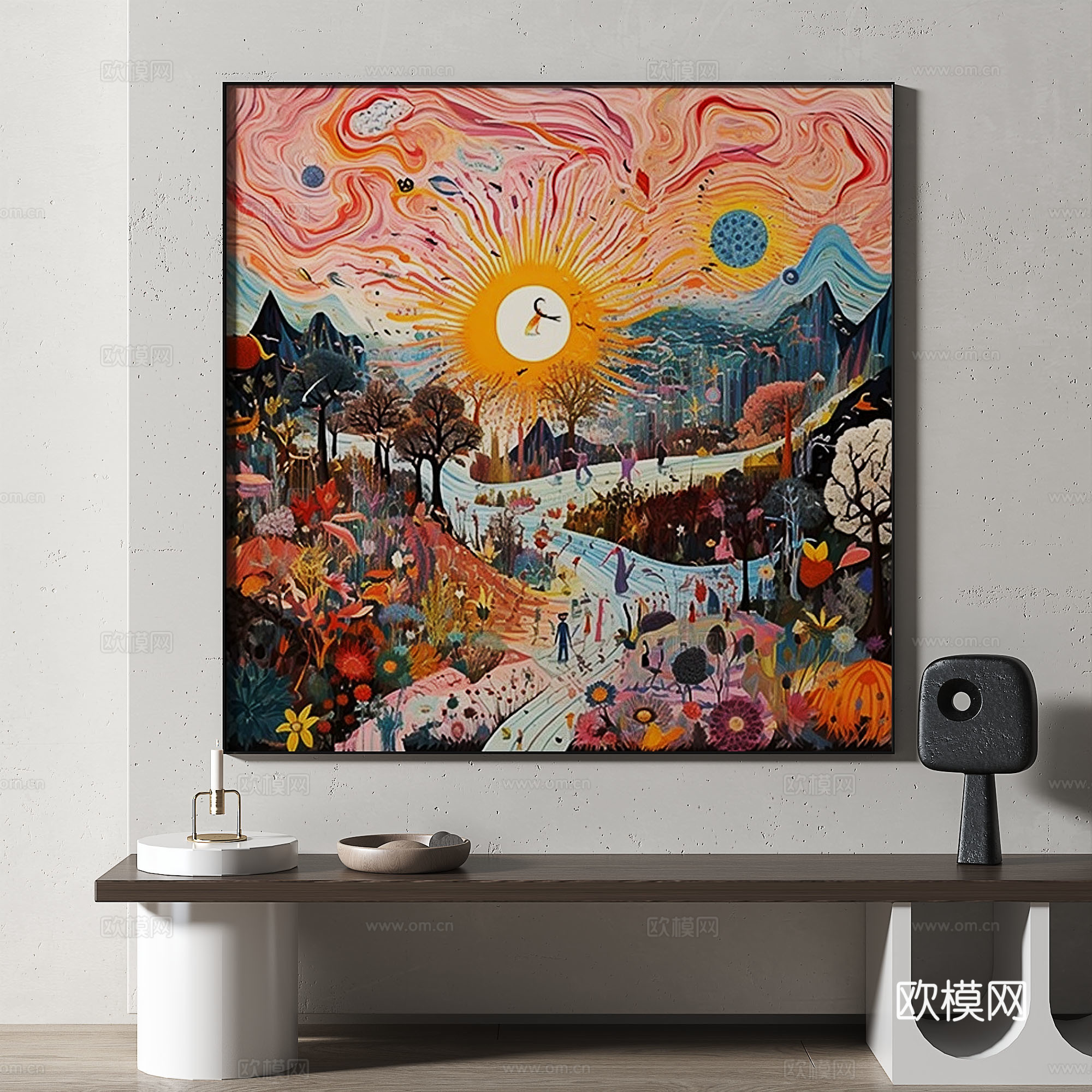 现代，复古，抽象，油彩，风景，装饰画免费3d模型