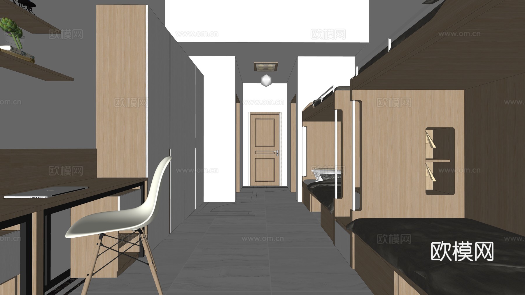 现代风格宿舍  学生宿舍  工厂宿舍su模型