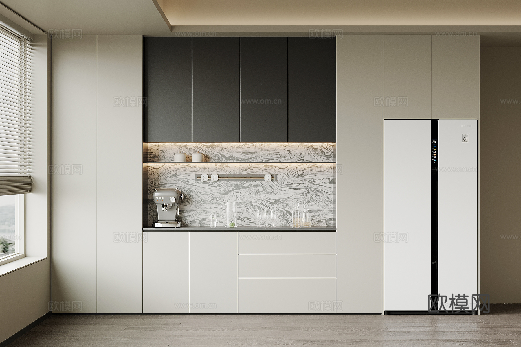 现代意式酒柜 餐边柜su模型