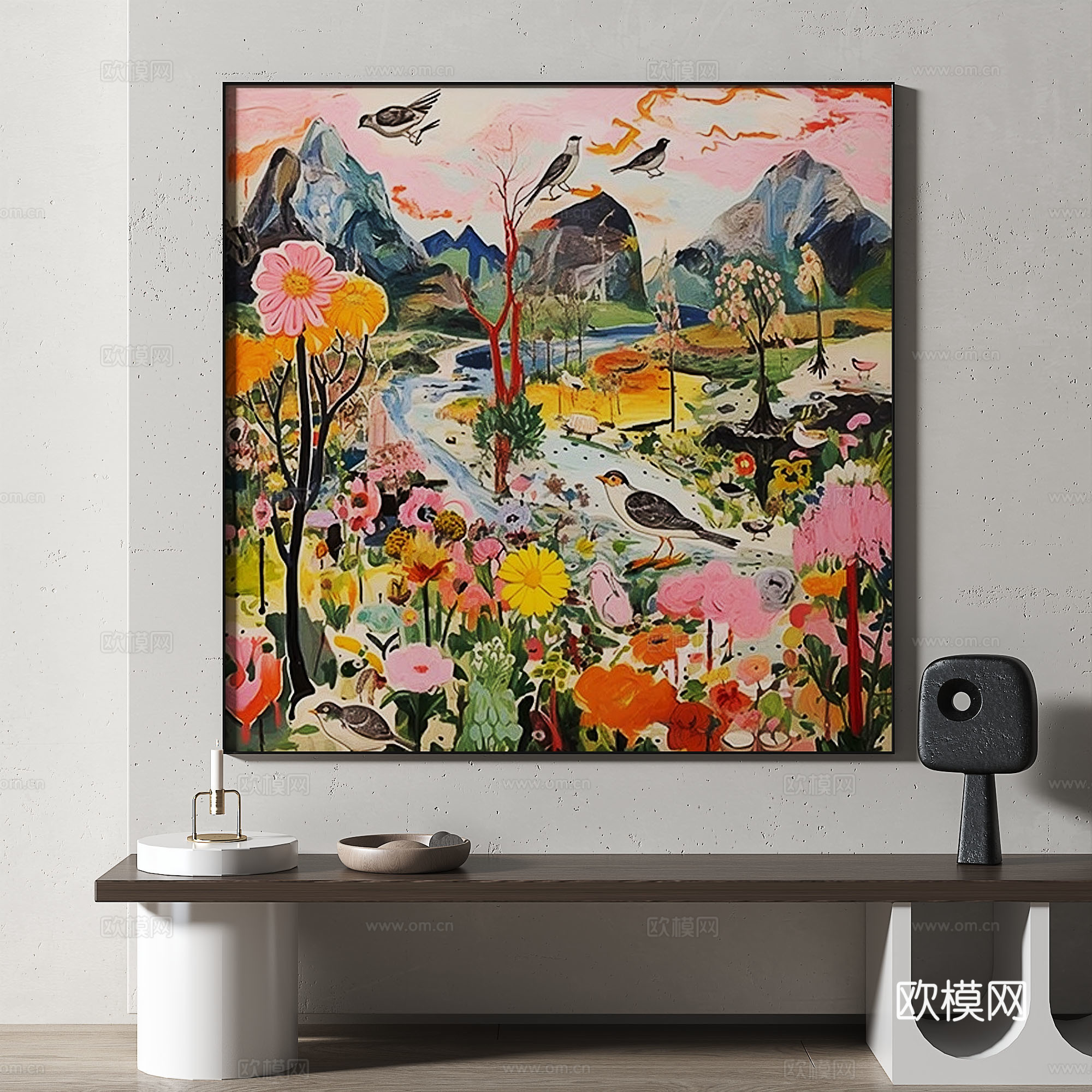 现代，复古，抽象，油彩，风景，装饰画免费3d模型