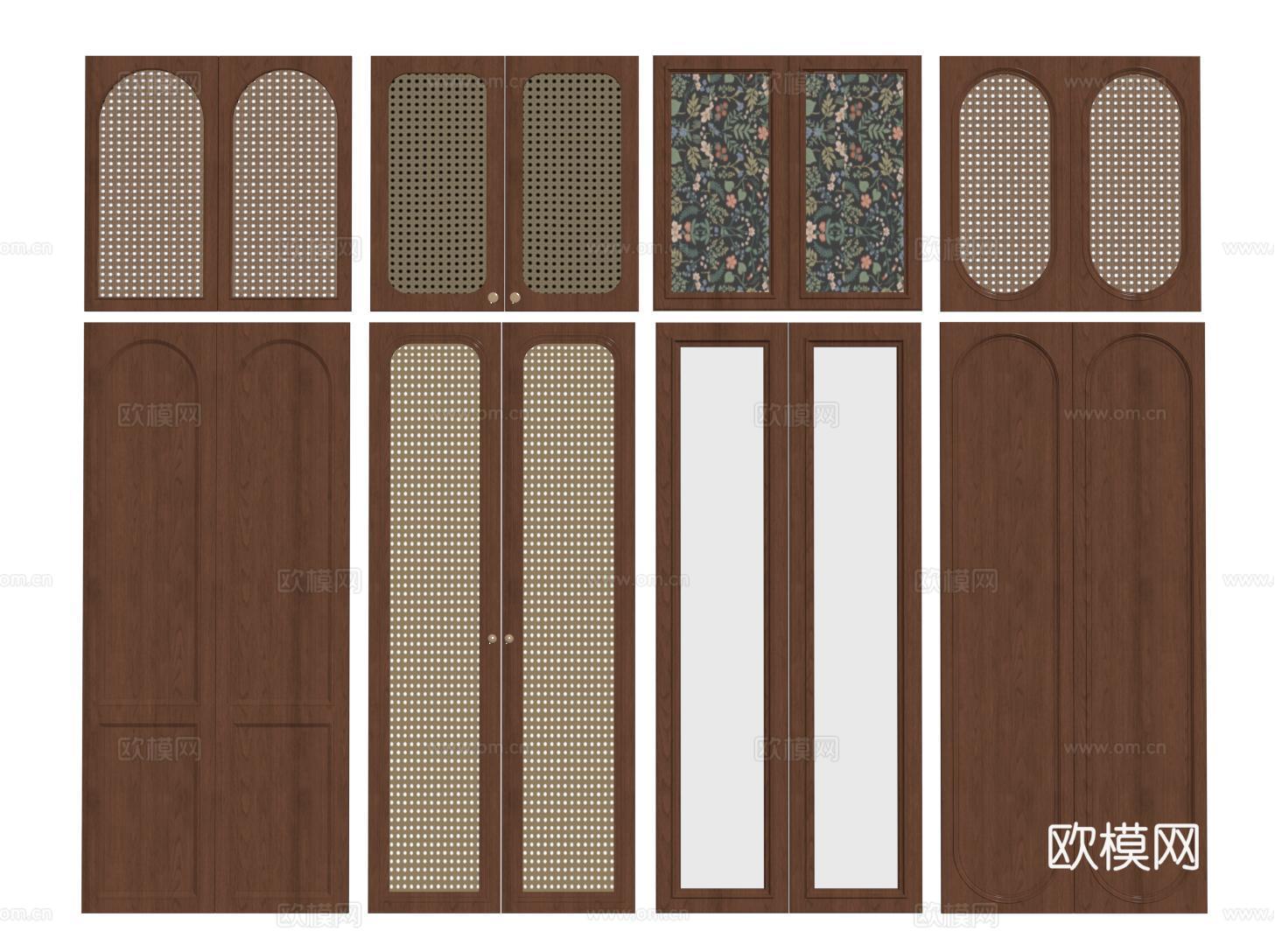 侘寂衣柜门 门板 家具门 中古藤编们 编制门su模型