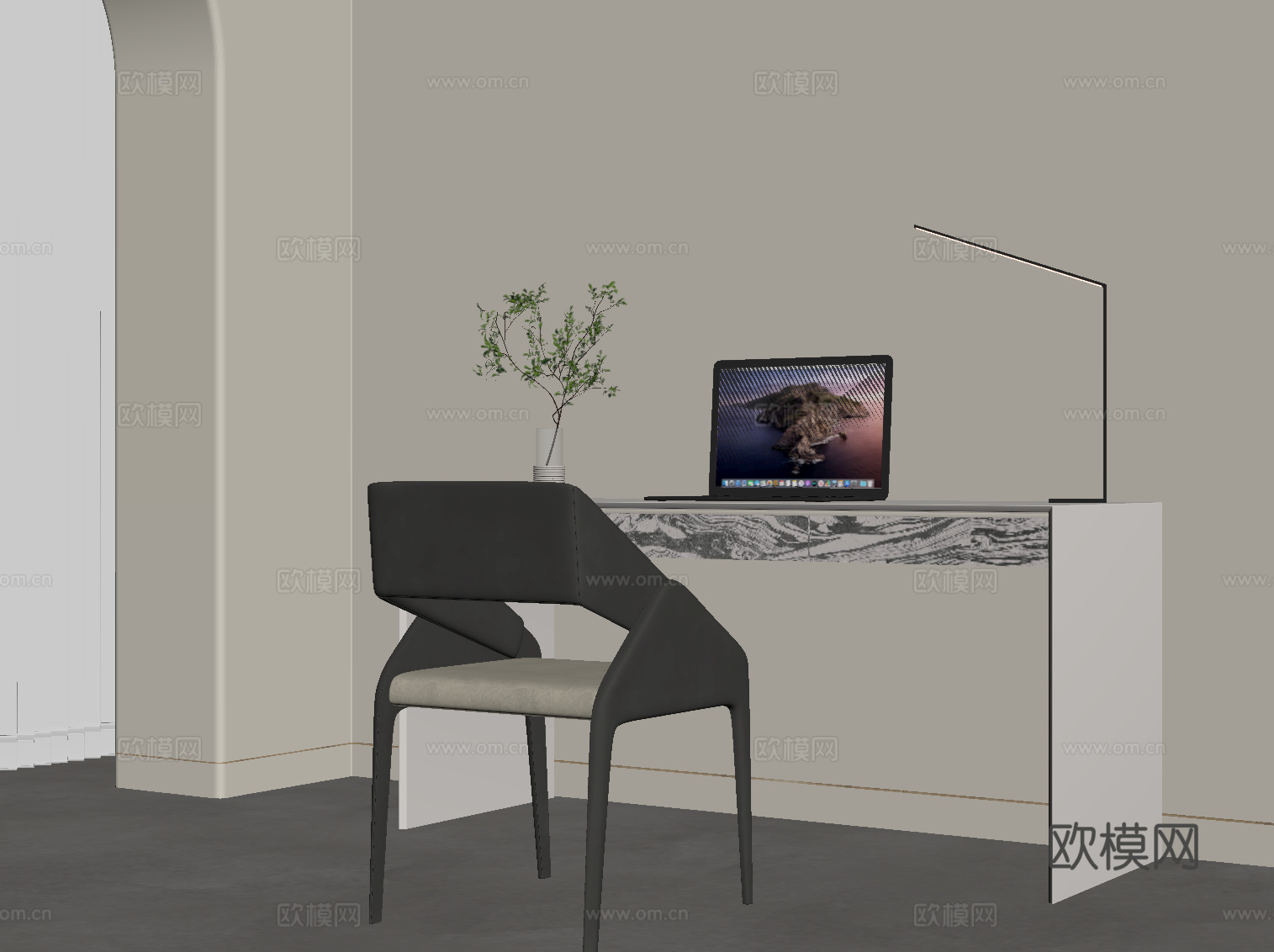 现代书桌椅su模型