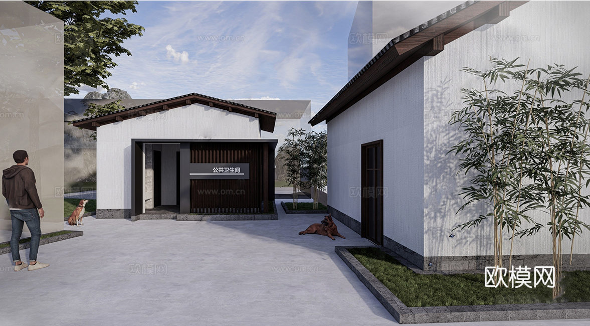 现代公厕 公共卫生间建筑su模型