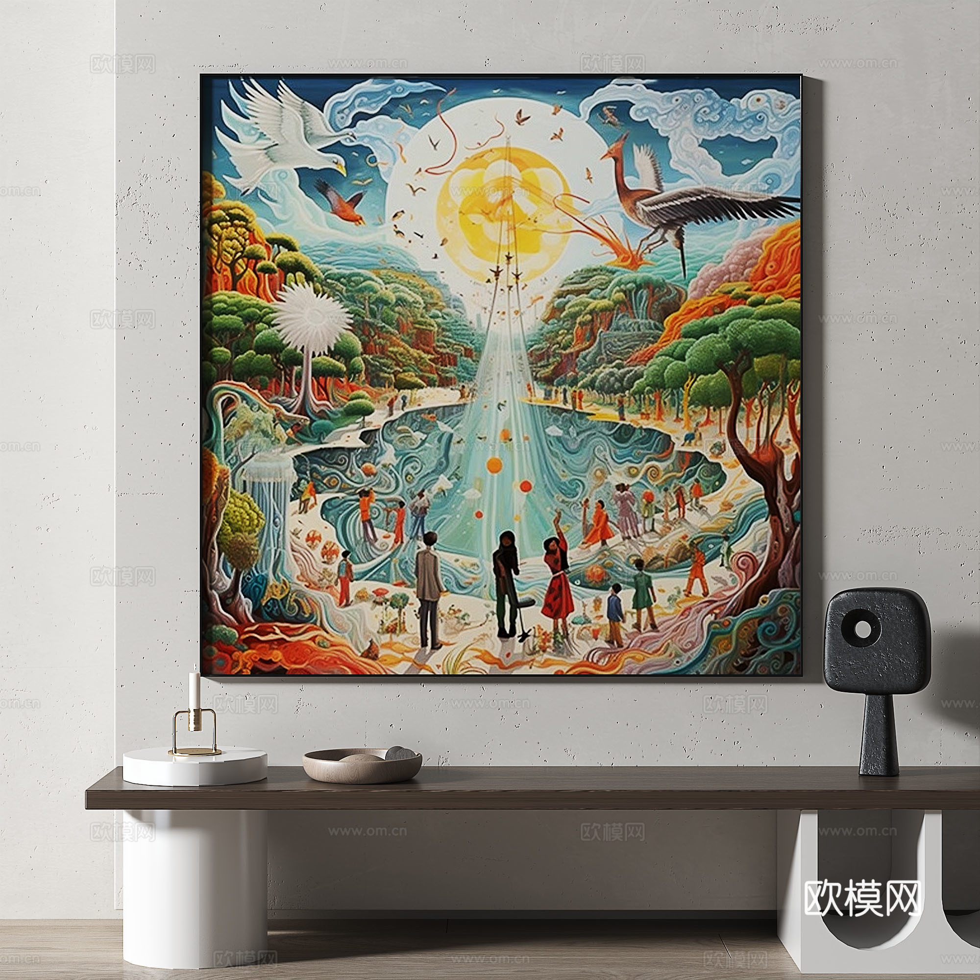 现代，复古，抽象，油彩，风景，装饰画免费3d模型