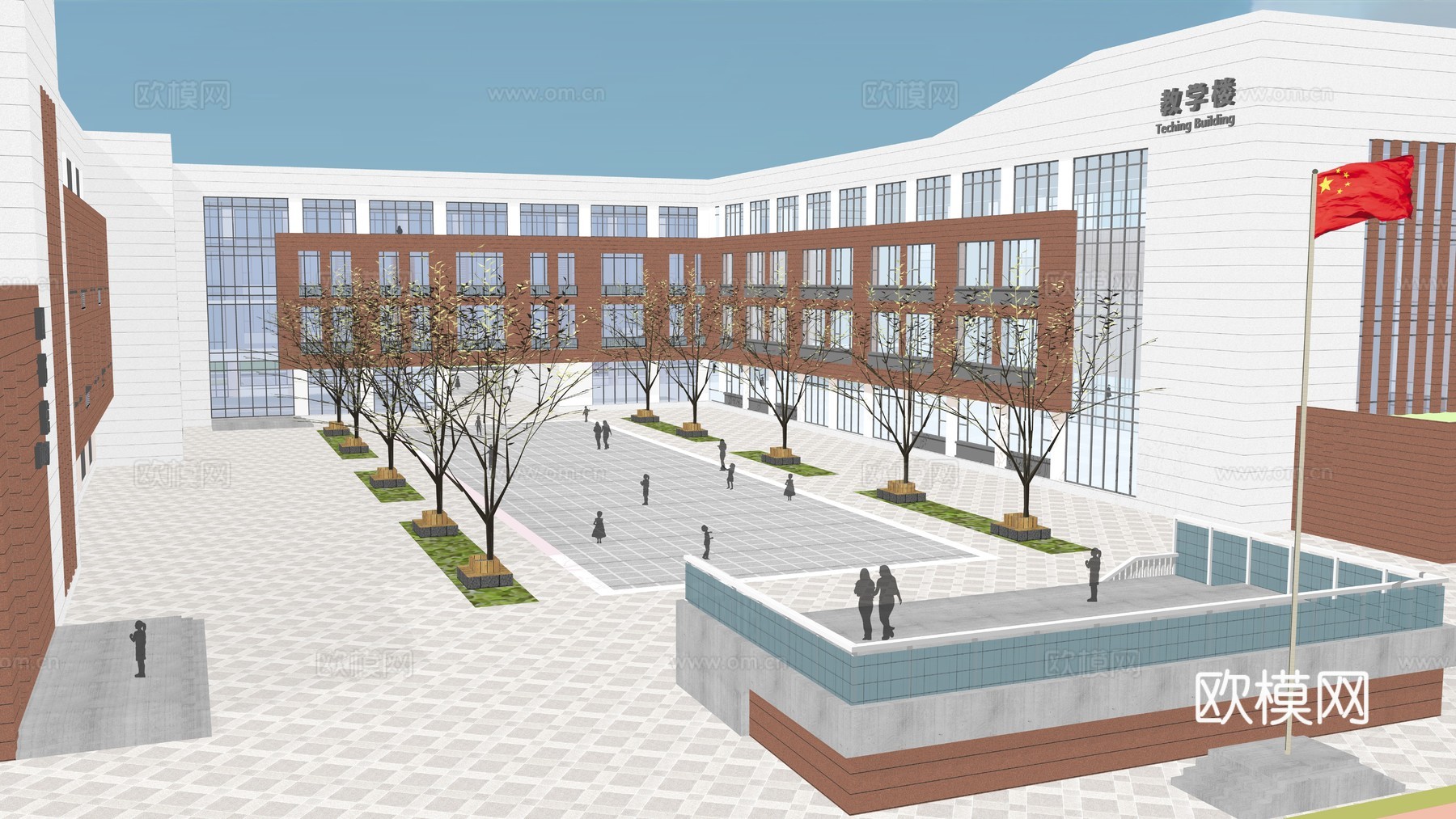 现代风格学校su模型